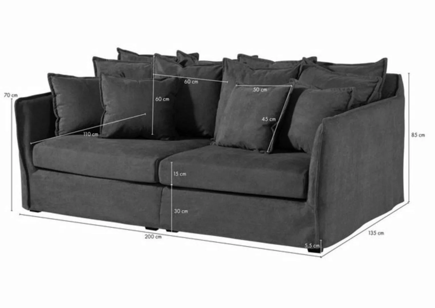 Massivmoebel24 Sofa Sofa 2-Sitzer 210x140x88 taupe AMY günstig online kaufen