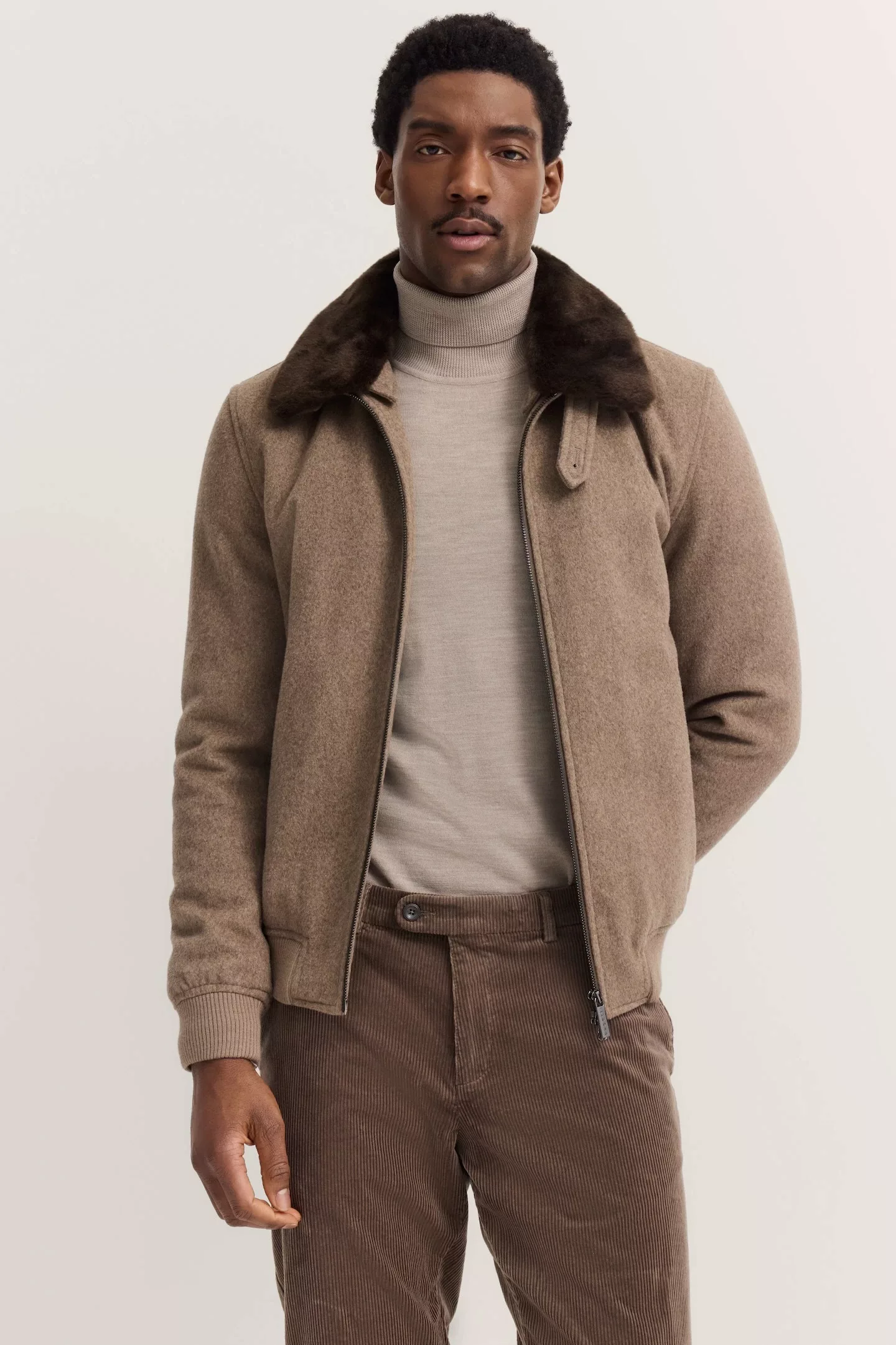 bugatti Wolljacke "Modern Fit", mit abnehmbarem Kunstfellkragen günstig online kaufen