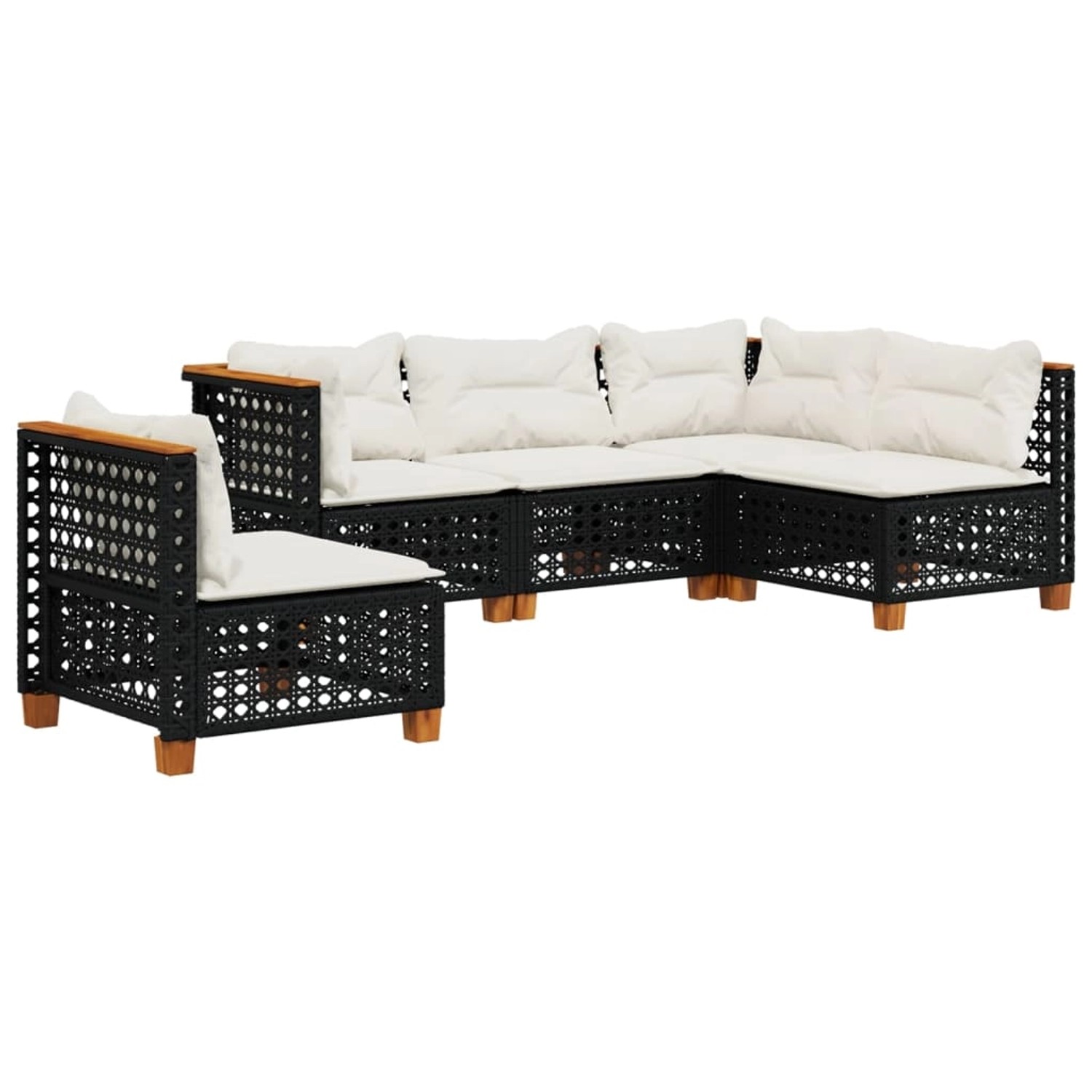 vidaXL 5-Tlg Garten-Sofagarnitur mit Kissen Schwarz Poly Rattan 3261836 günstig online kaufen