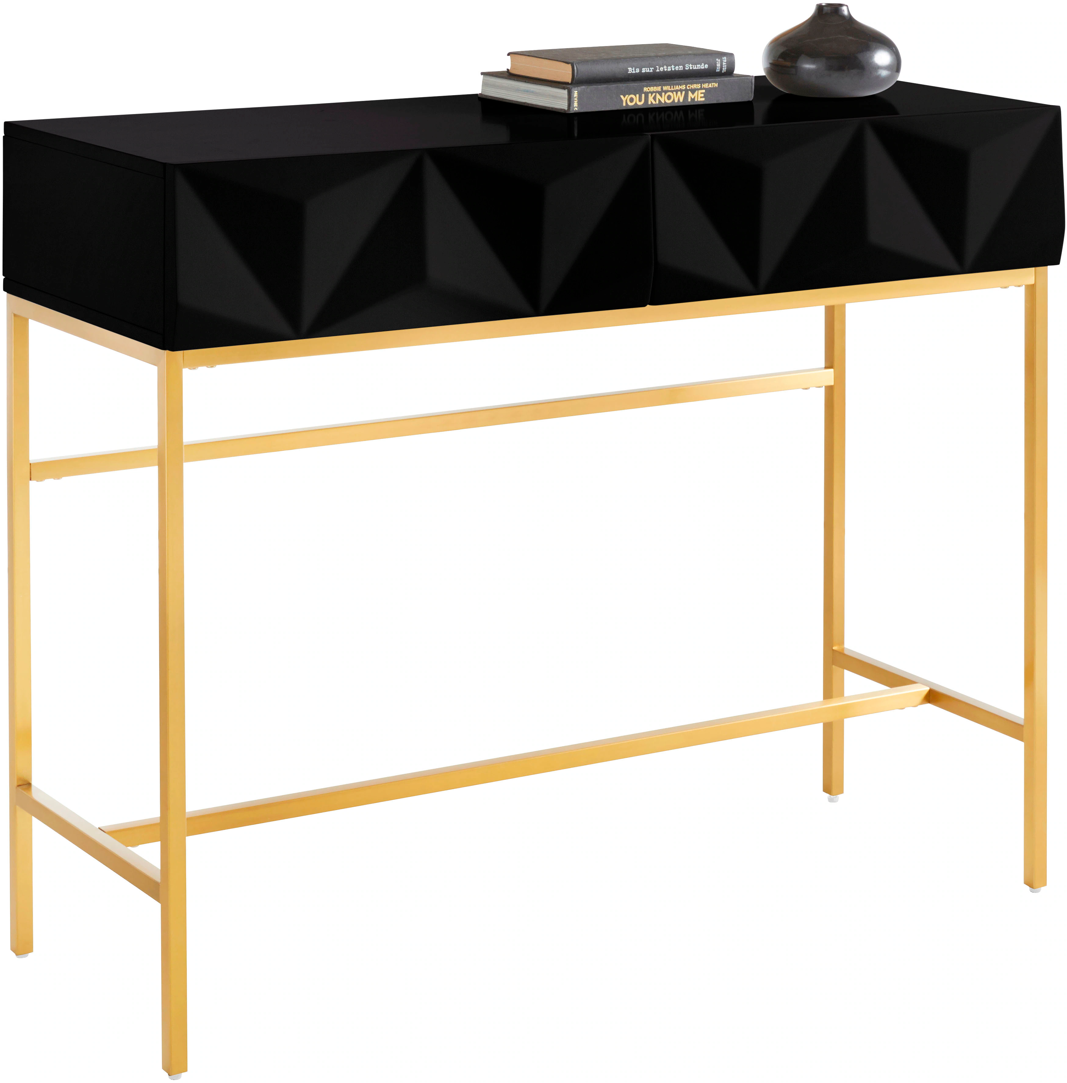 Leonique Sideboard "Minfi", in 3D-Optik, Konsolentisch mit goldfarbenem Met günstig online kaufen