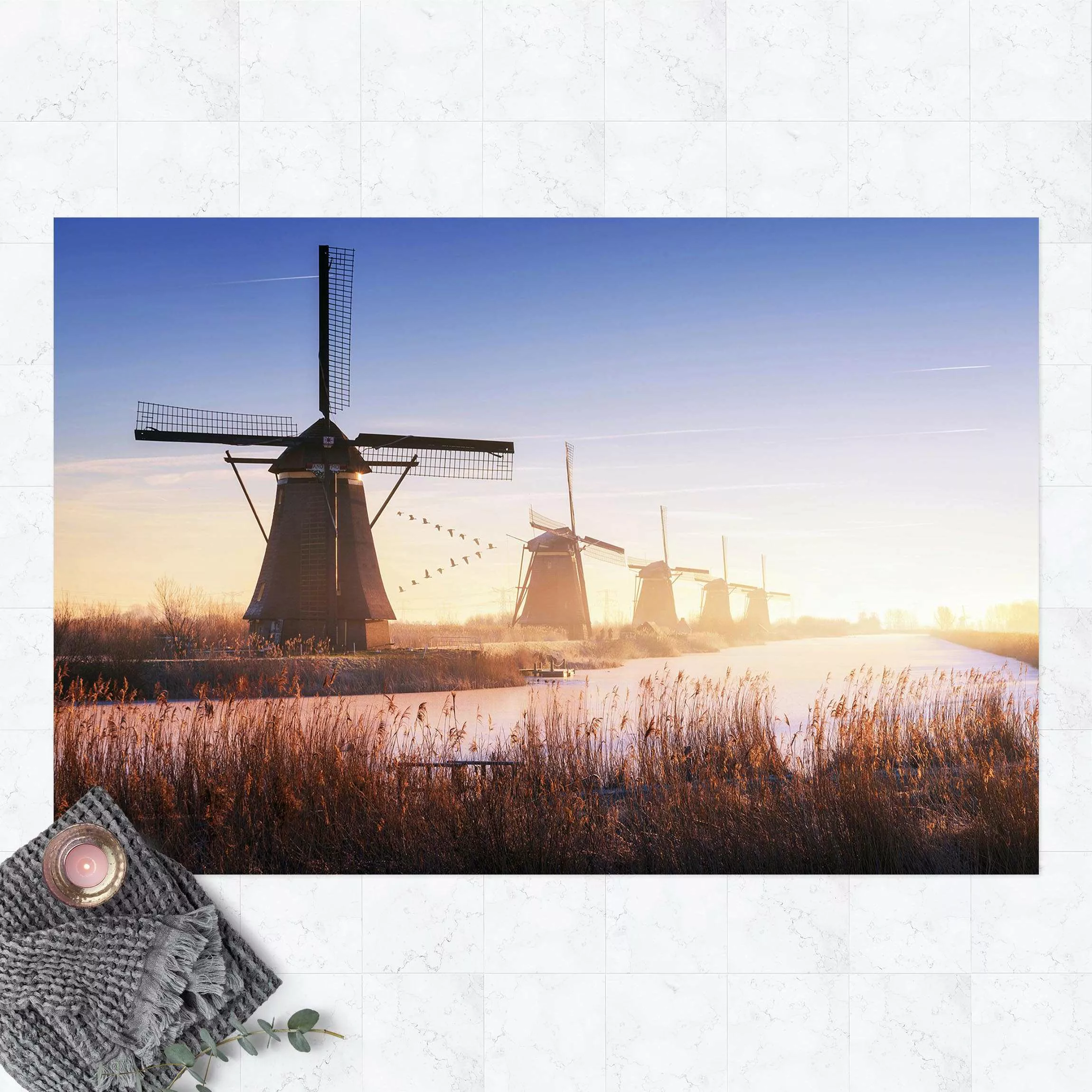 Vinyl-Teppich Windmühlen von Kinderdijk günstig online kaufen
