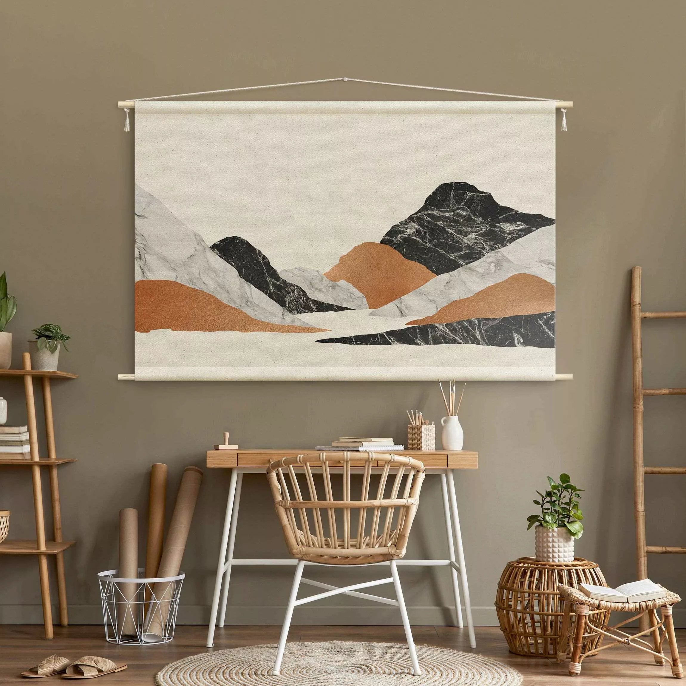 Wandteppich Landschaft in Marmor und Kupfer II günstig online kaufen