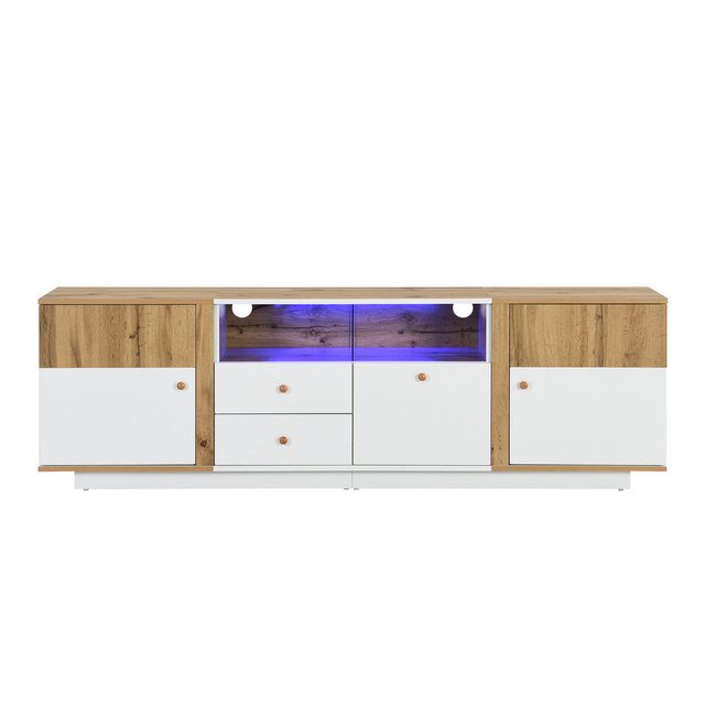 Merax TV-Schrank mit Schubladen und Türen Lowboard mit LED, Fernsehtisch Al günstig online kaufen