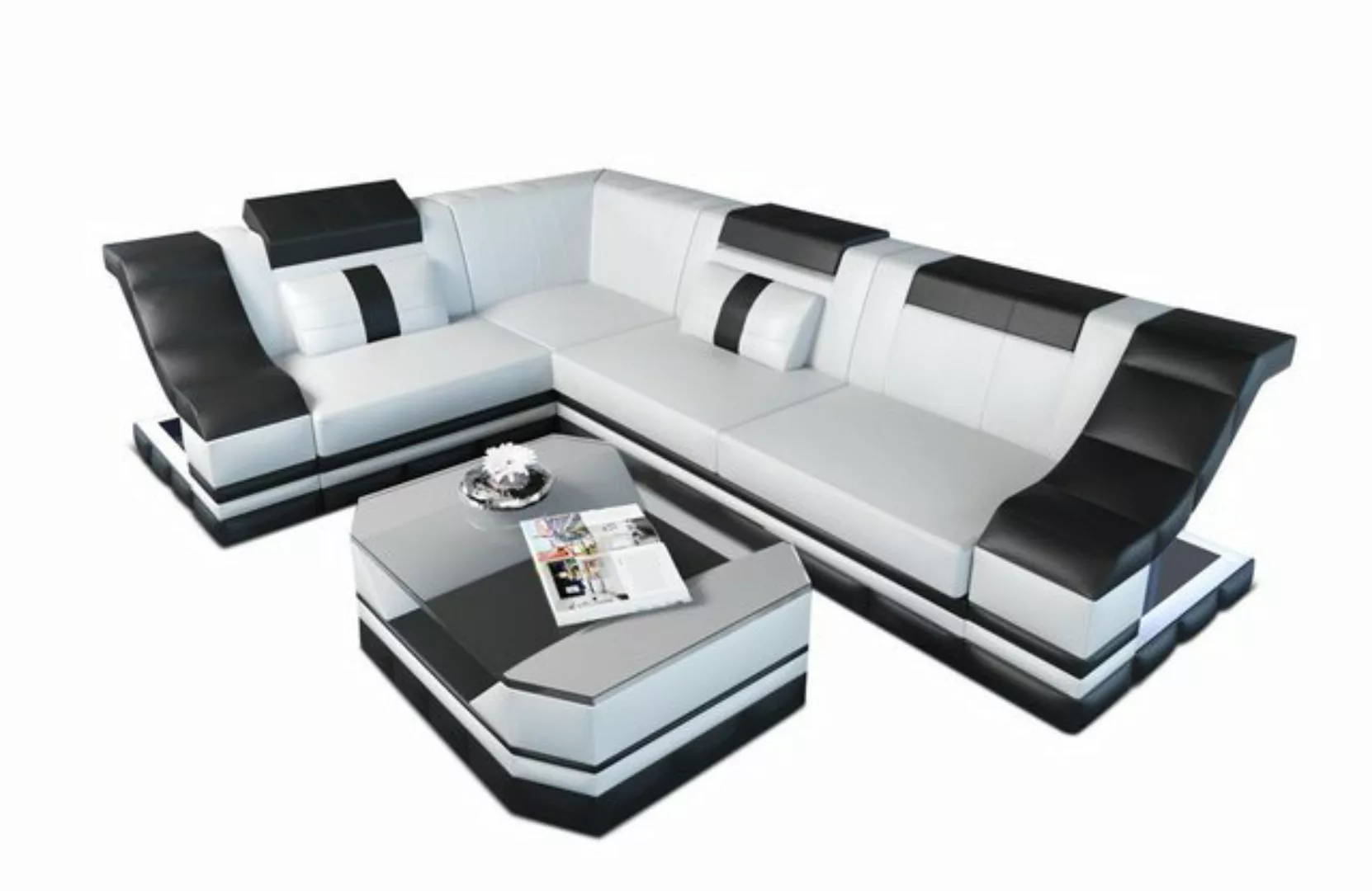 Sofa Dreams Ecksofa Ledersofa Bianchi L Form Mini, Designersofa, Sofa mit B günstig online kaufen