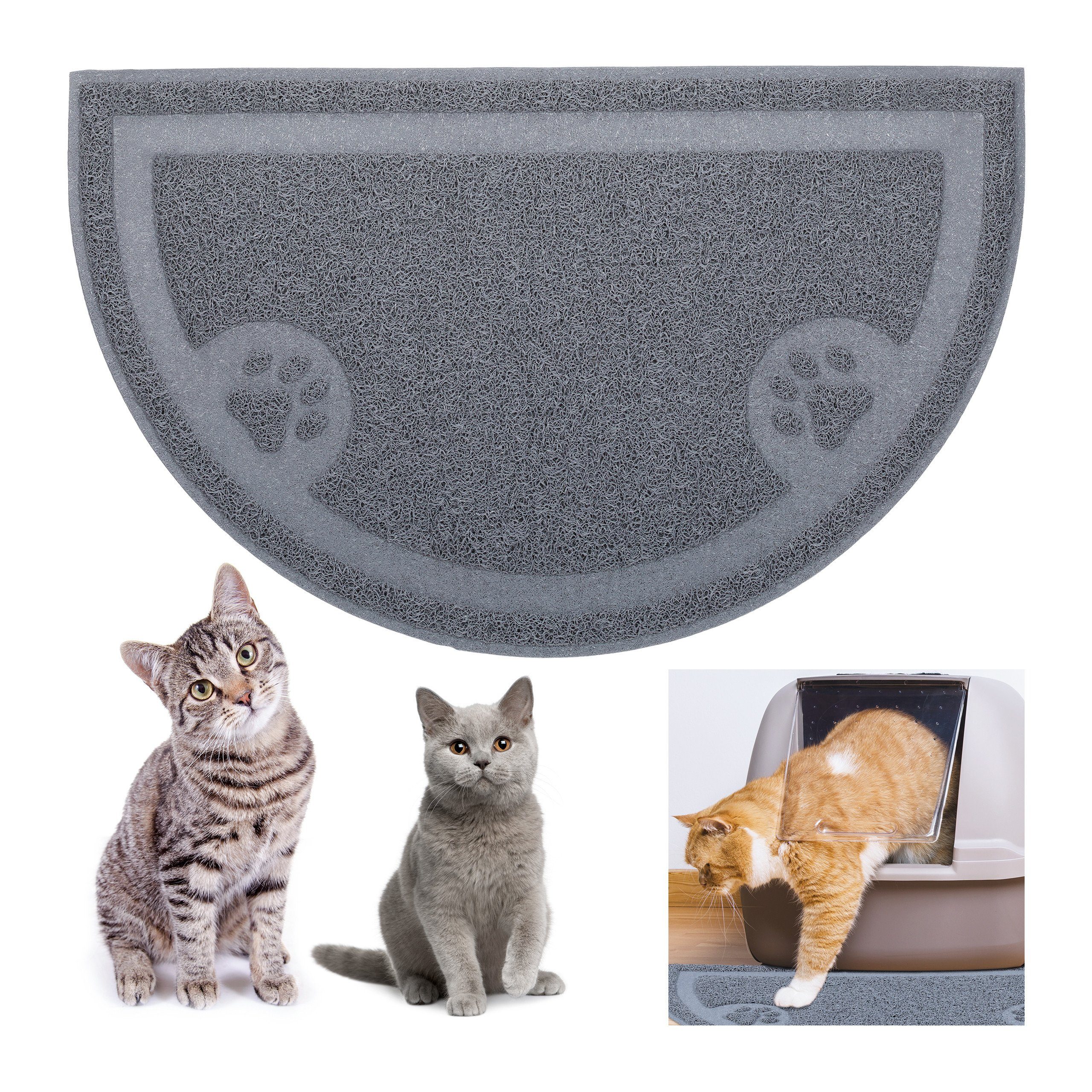 relaxdays Futternapf Katzenklo Matte, Grau günstig online kaufen