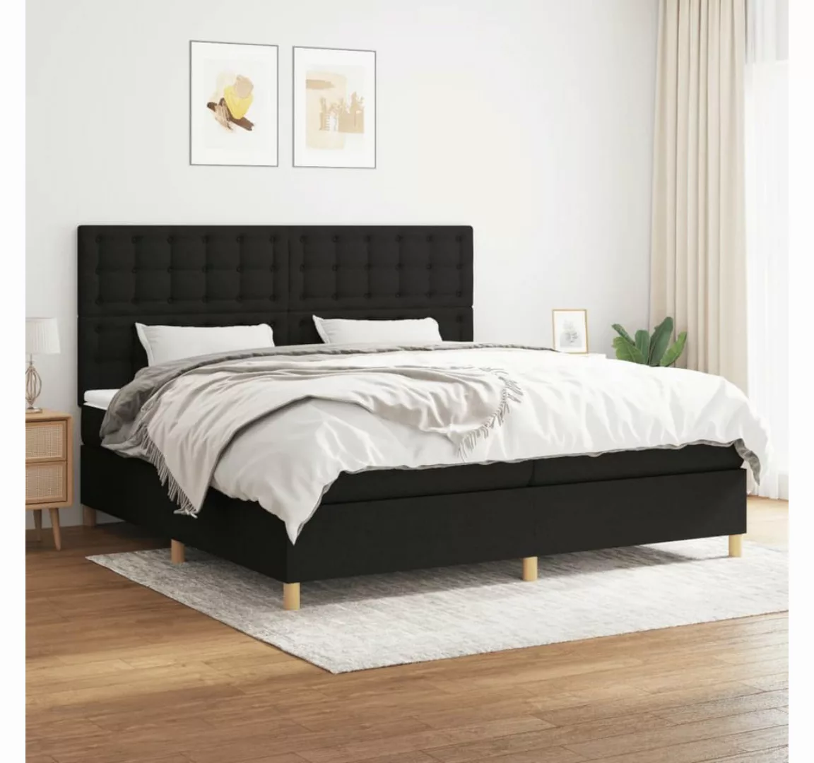 vidaXL Boxspringbett Boxspringbett mit Matratze Schwarz 200x200 cm Stoff Be günstig online kaufen