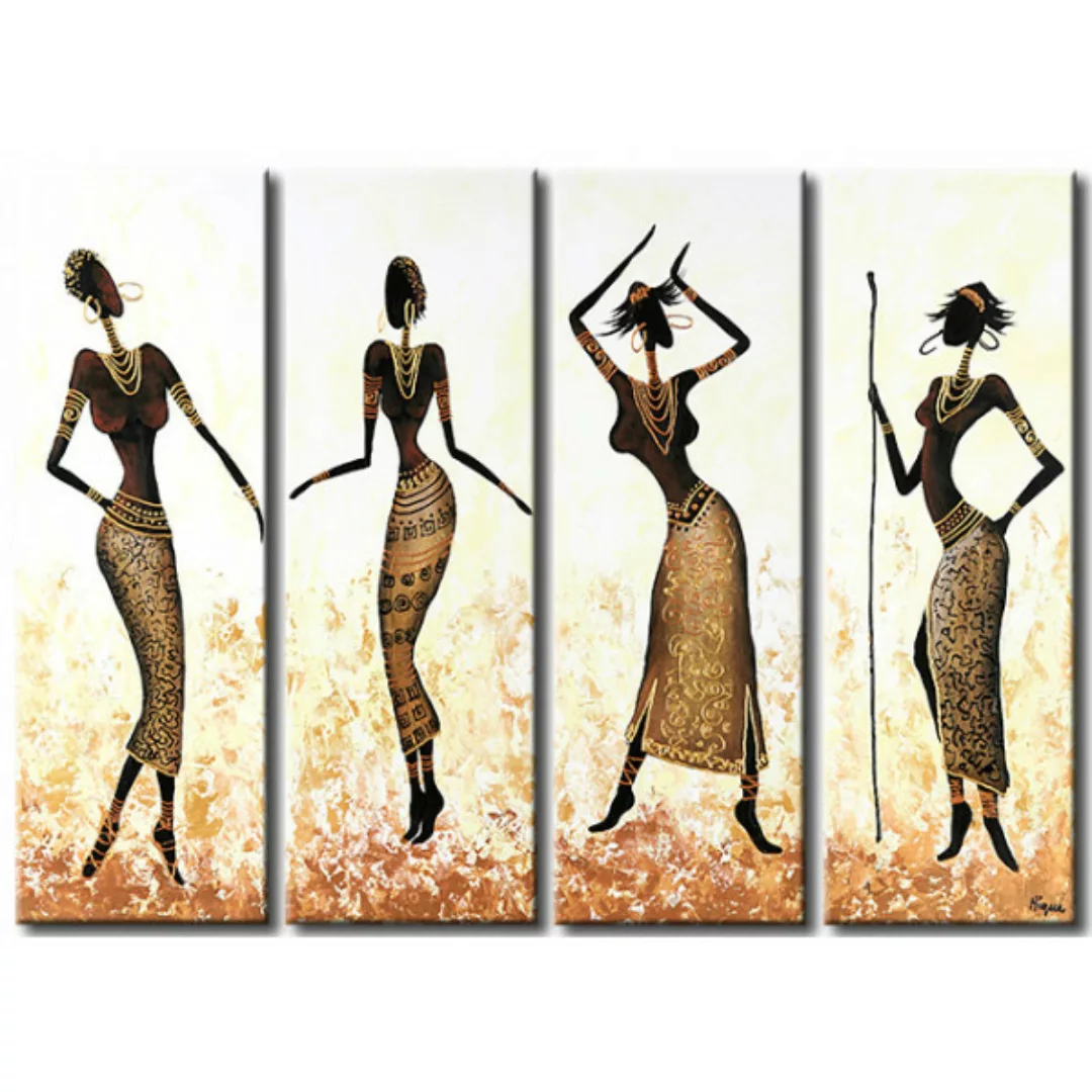 Wandbild Tanz afrikanischer Mädchen in Gold  XXL günstig online kaufen