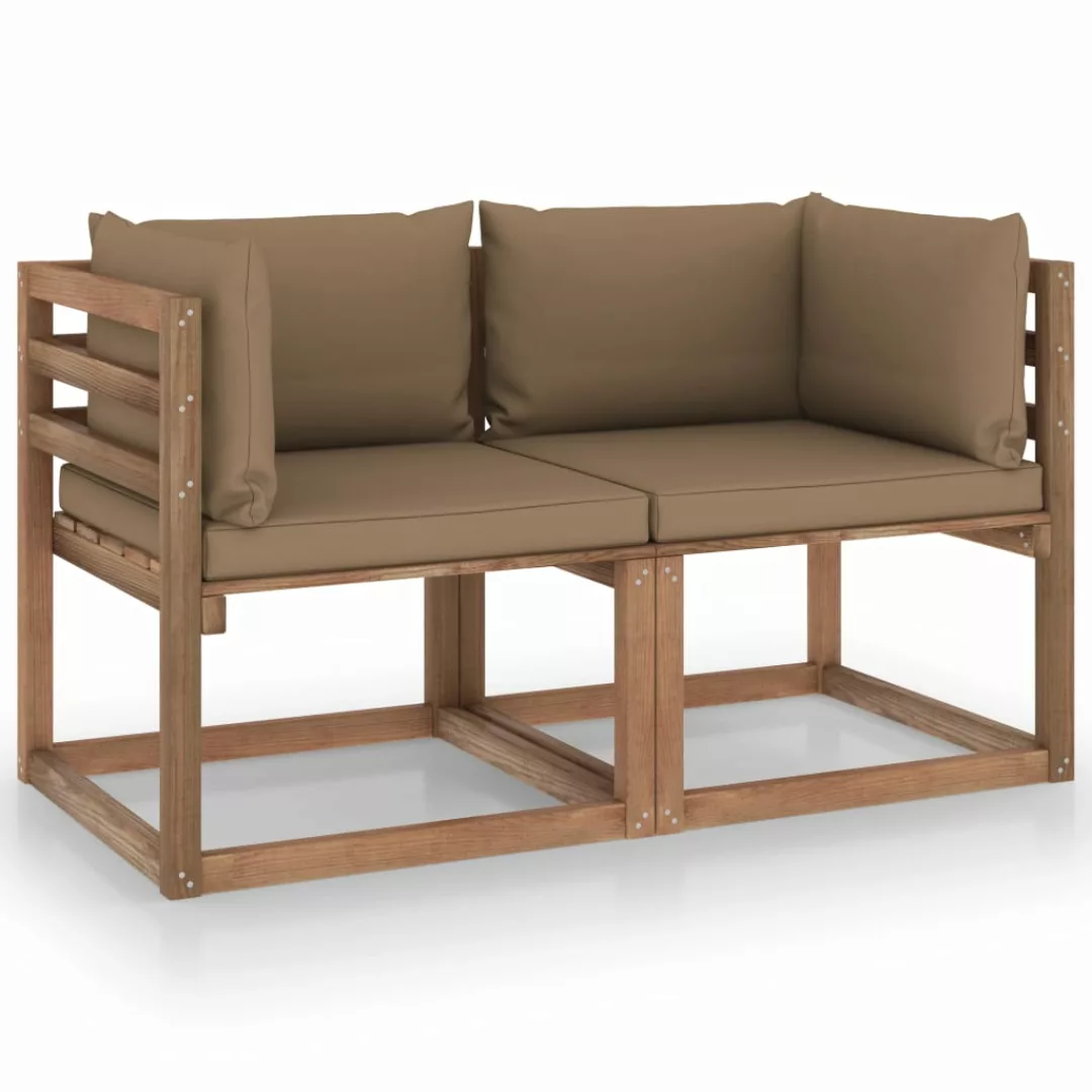 Garten-palettensofa 2-sitzer Mit Kissen Taupe Kiefernholz günstig online kaufen