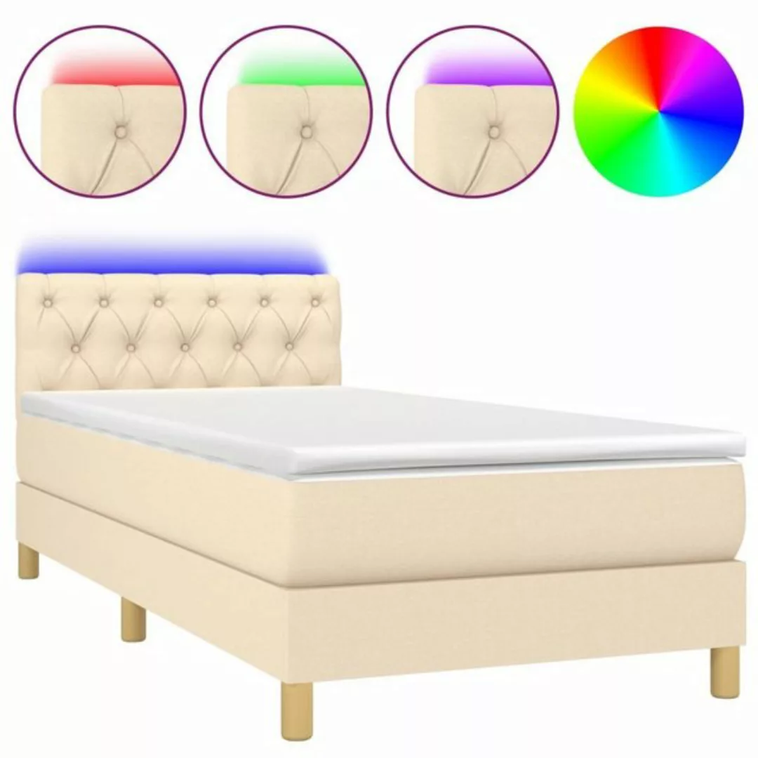 vidaXL Boxspringbett Boxspringbett mit Matratze LED Creme 80x200 cm Stoff B günstig online kaufen