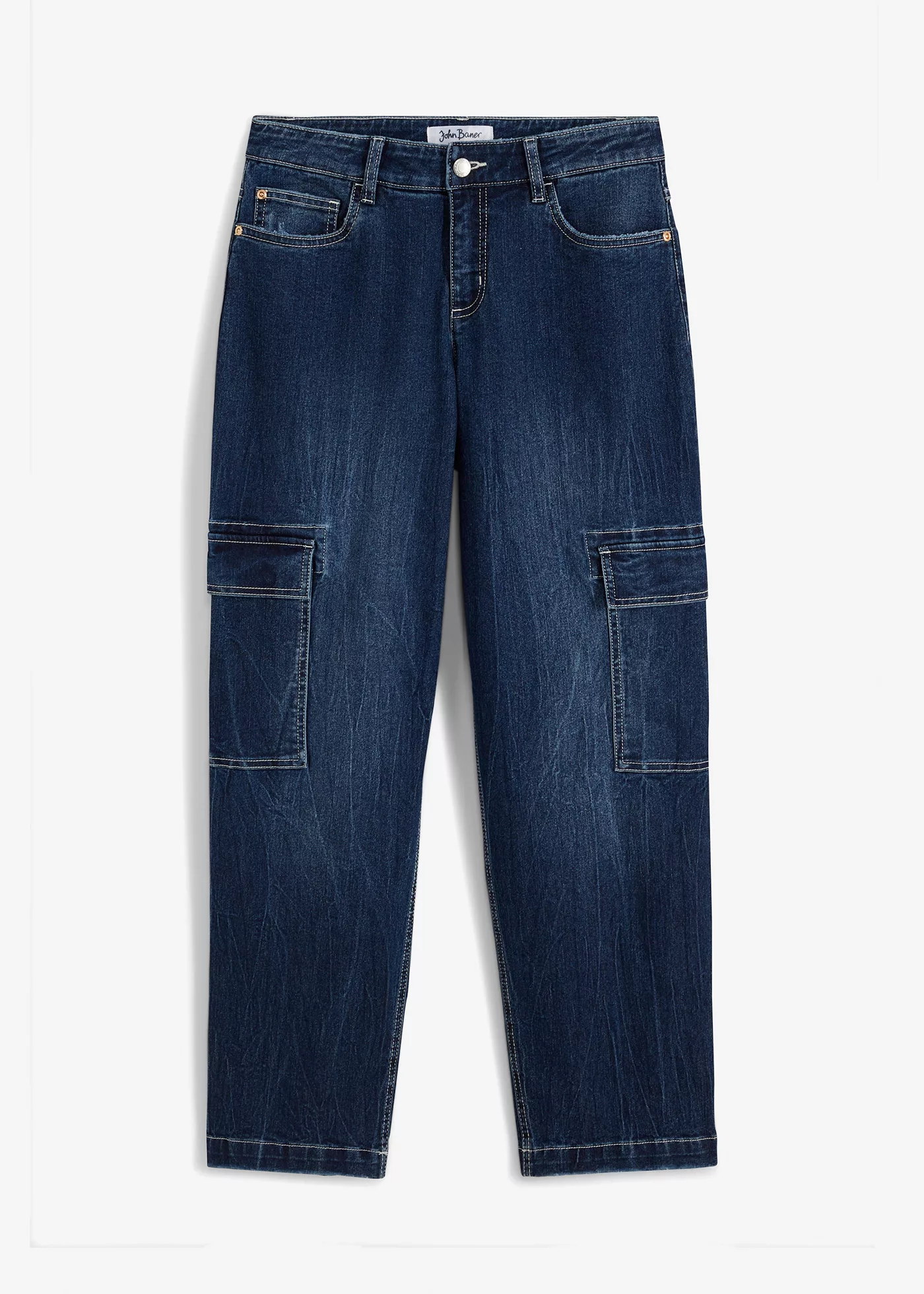 Cargo Jeans Mid Waist, Stretch günstig online kaufen