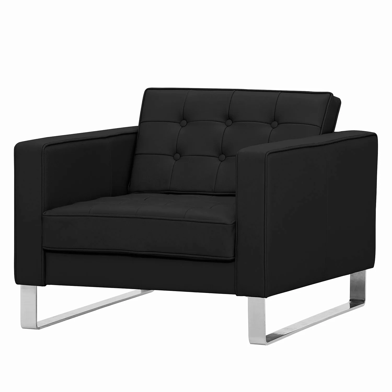 home24 Fredriks Sessel Chelsea Schwarz Echtleder 82x68x85 cm (BxHxT) günstig online kaufen