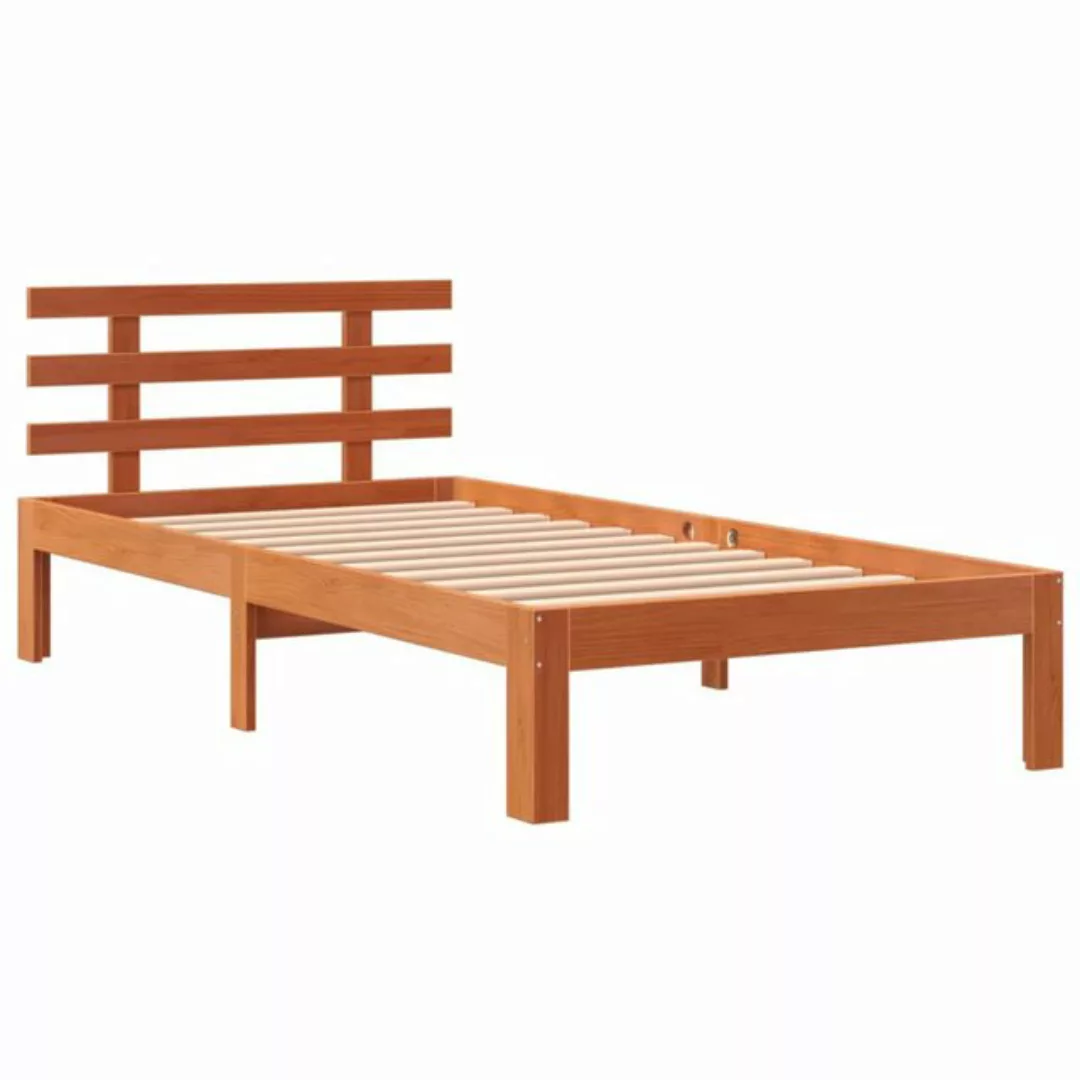 vidaXL Bett Massivholzbett ohne Matratze Wachsbraun 100x200 Kiefernholz günstig online kaufen