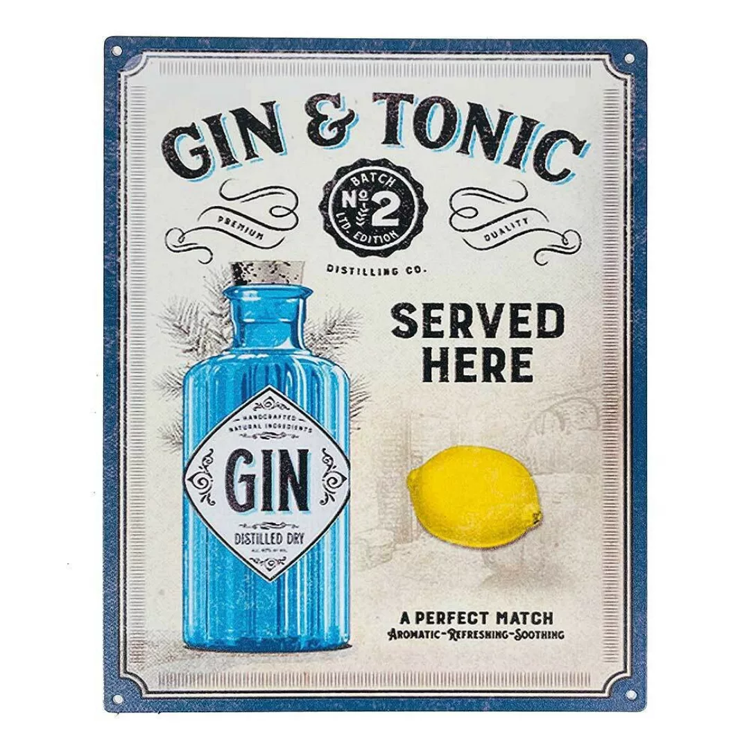 Blechschild GIN & TONIC Dekoschild Nostalgie Vintage 20x25cm günstig online kaufen