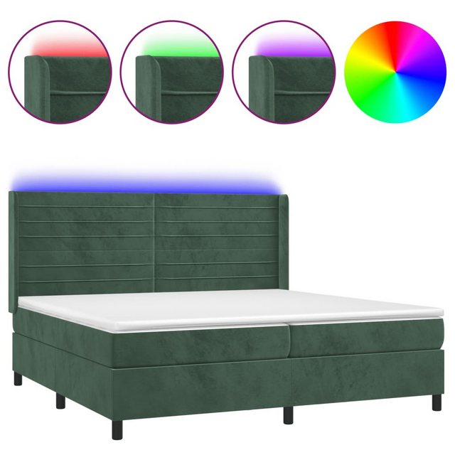 vidaXL Boxspringbett Boxspringbett mit Matratze und LED Samt (200 x 200 cm, günstig online kaufen