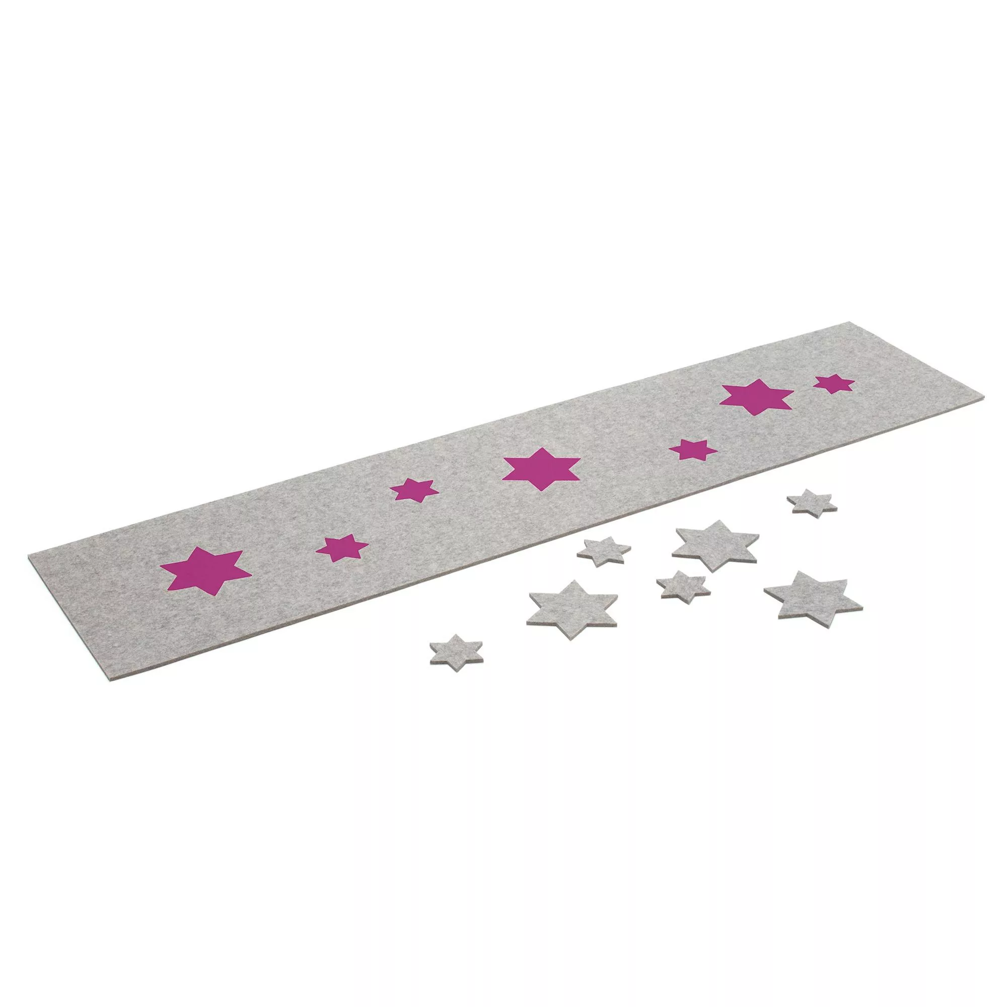 Hey-Sign - Tischläufer Sterne - hellmeliert grau /Zusatzsterne pink/LxBxH 1 günstig online kaufen