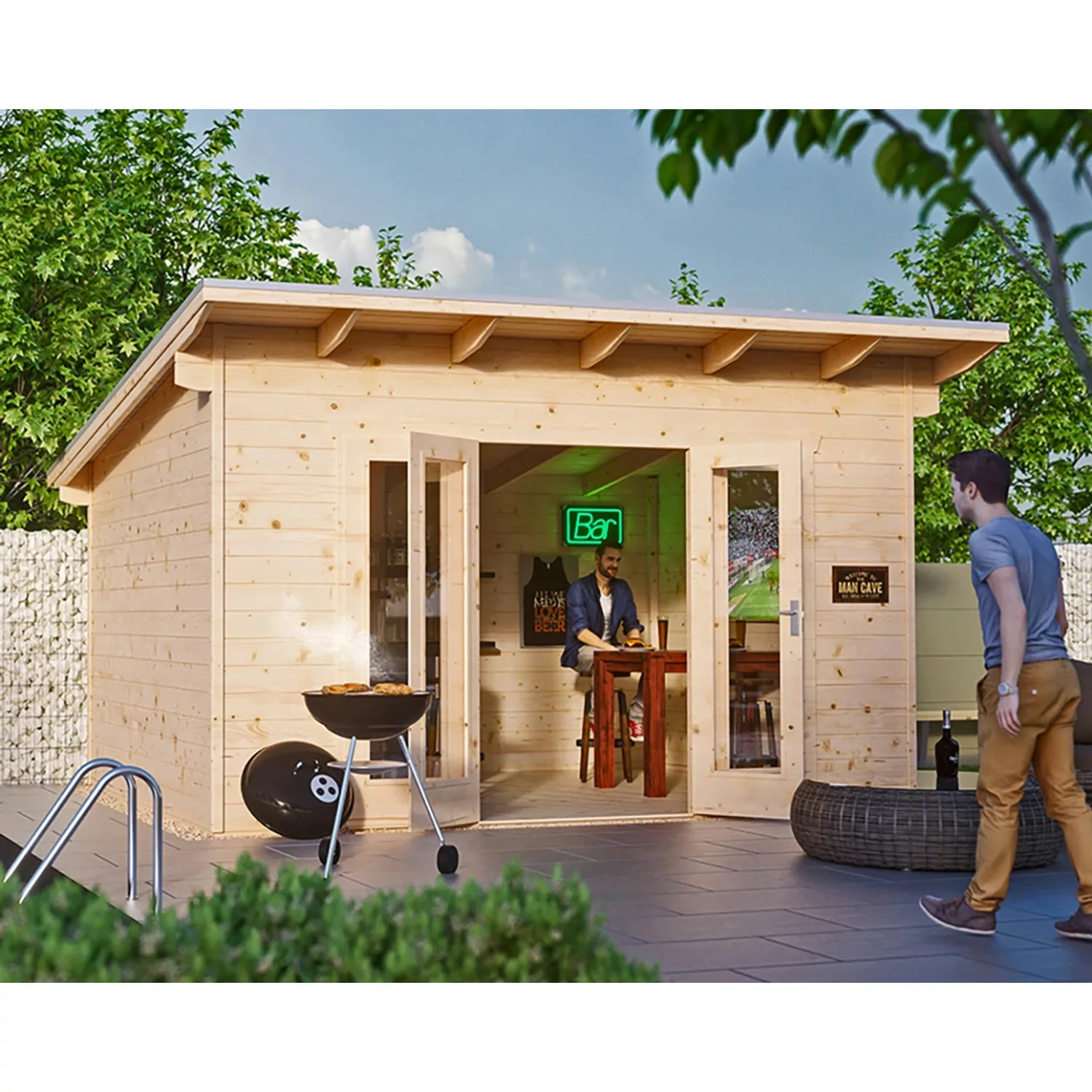 Skan Holz Holz-Gartenhaus Ostende 2 Natur 400 cm x 300 cm günstig online kaufen