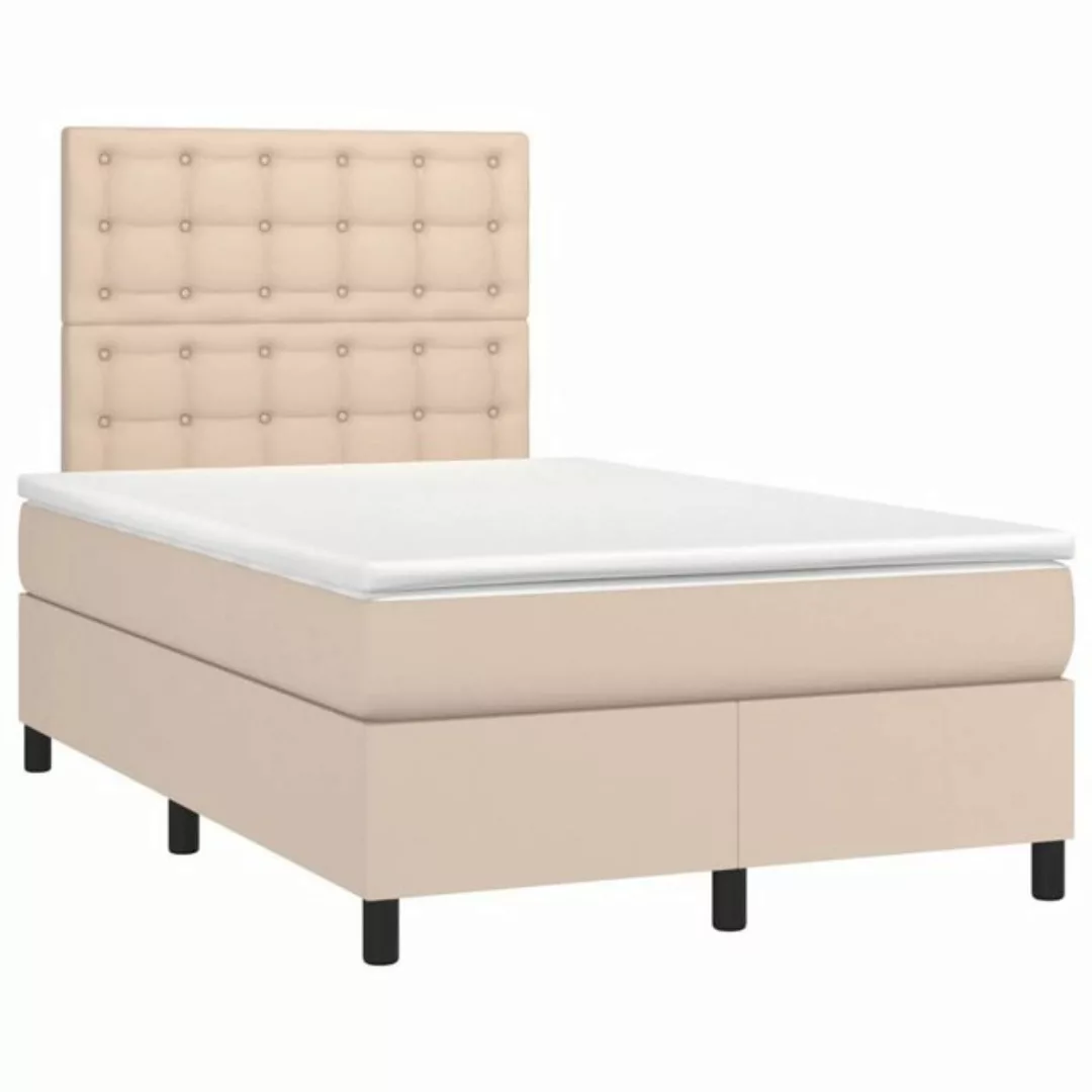 vidaXL Bett Boxspringbett mit Matratze & LED Cappuccino-Braun 120x190 cm günstig online kaufen