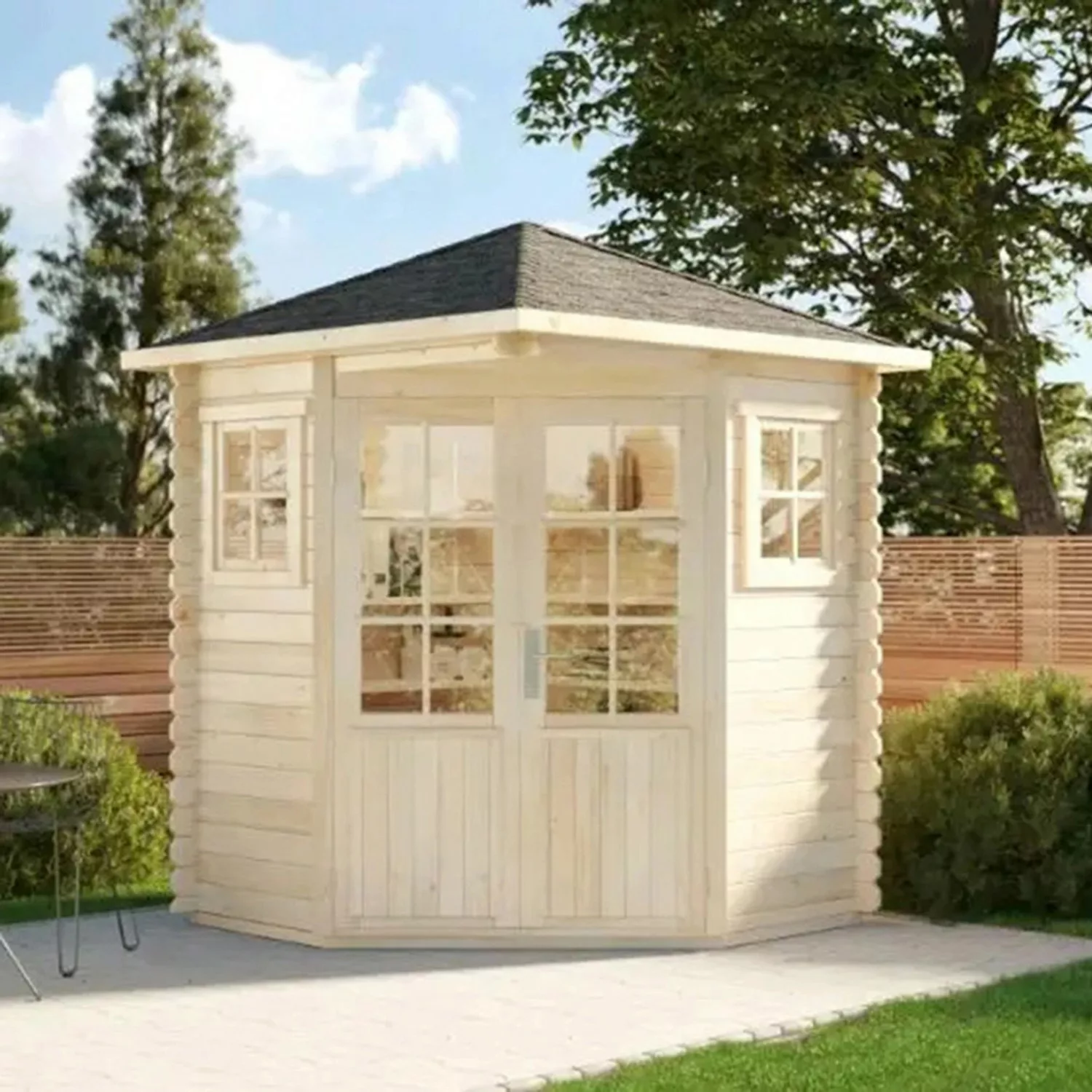 Alpholz 5-Eck Gartenhaus Sunny-A Natur 200 cm x 200 cm, imprägniert günstig online kaufen