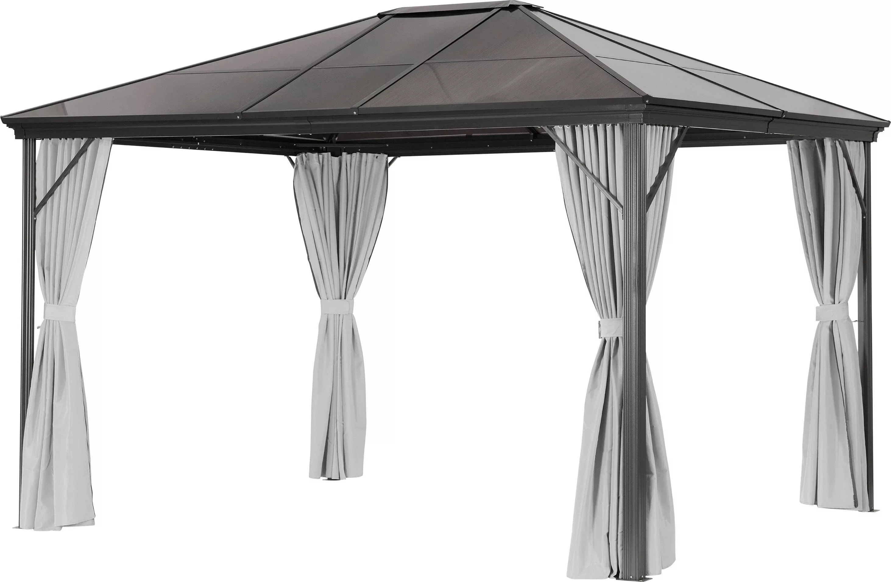 Leco Pavillon "PROFI", 365x300 cm, Aluminium Anthrazit/grau, PVC-Dach grau- günstig online kaufen