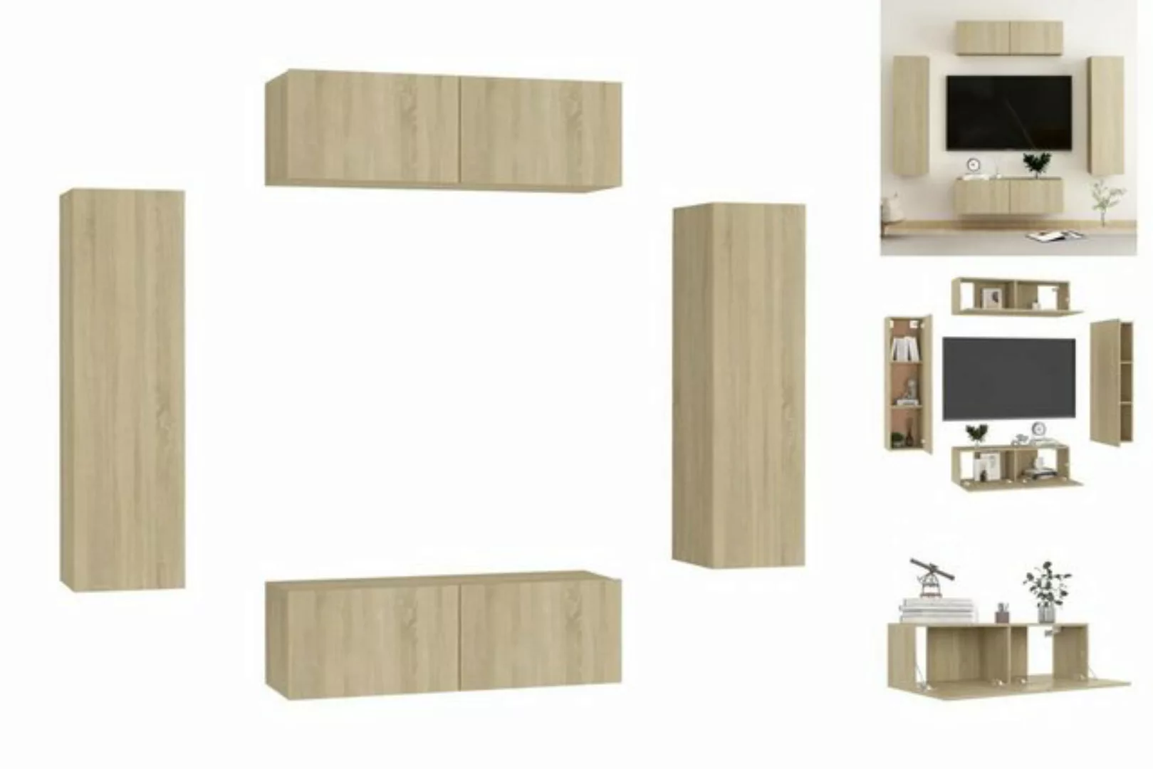 vidaXL TV-Schrank 4tlg TV Schrank Set Hängeschrank Wohnwand Fernsehschrank günstig online kaufen