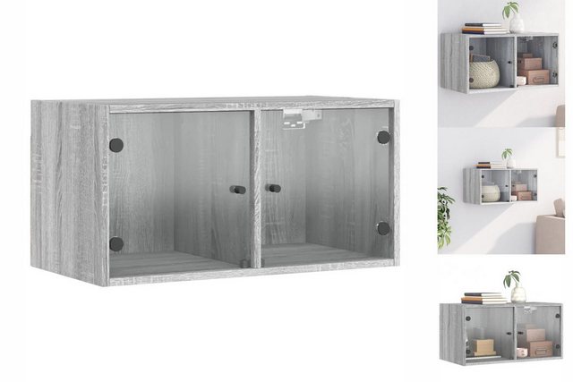 vidaXL Fächerschrank Wandschrank mit Glastüren Grau Sonoma 68,5x37x35 cm (1 günstig online kaufen