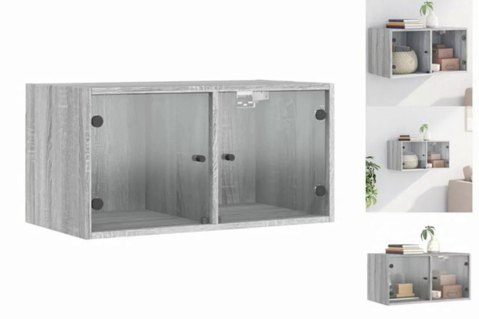 vidaXL Hängeschrank Hängeschrank Wandschrank mit Glastüren Grau Sonoma 68,5 günstig online kaufen
