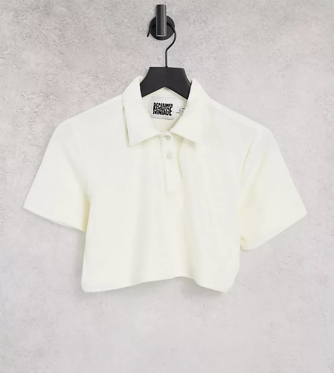 Reclaimed Vintage Inspired – Frottee-Hemd mit Reverskragen in Ecru, Kombite günstig online kaufen