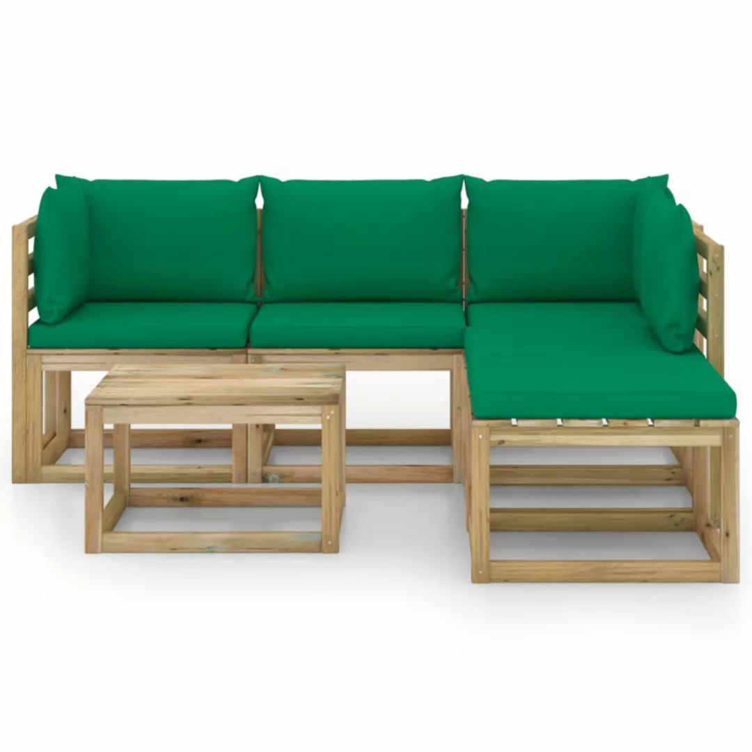 6-tlg. Garten-lounge-set Mit Grünen Kissen günstig online kaufen