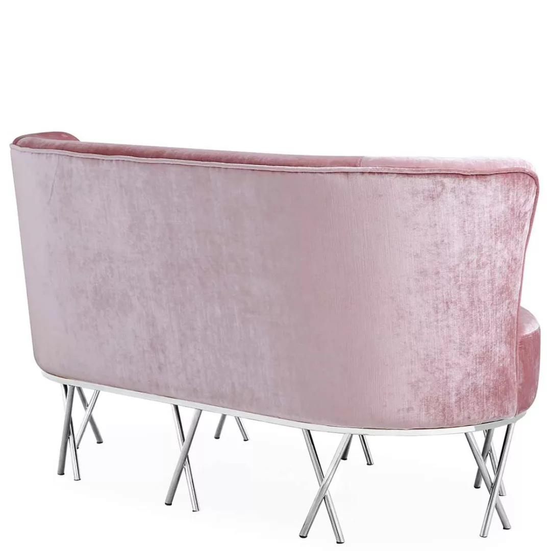 Modernes 2er Sofa in Rosa Samt Metall Gestell günstig online kaufen