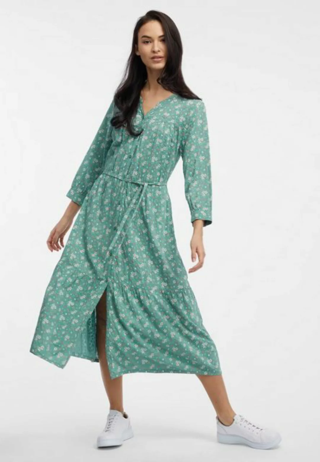 Ragwear Sommerkleid MEVE mit Alloverdruck, Taillen-Bindegürtel und Knpfleis günstig online kaufen