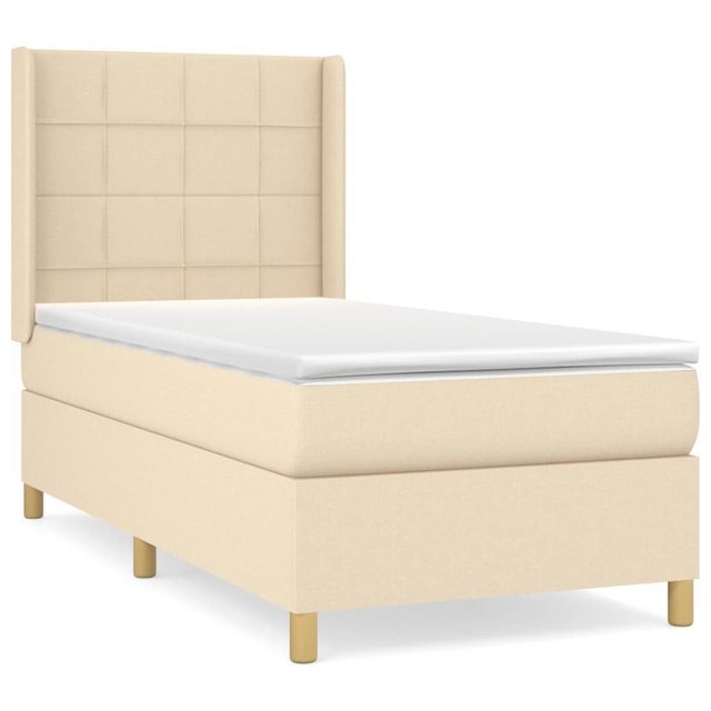 vidaXL Boxspringbett Boxspringbett mit Matratze Creme 90x200 cm Stoff Bett günstig online kaufen