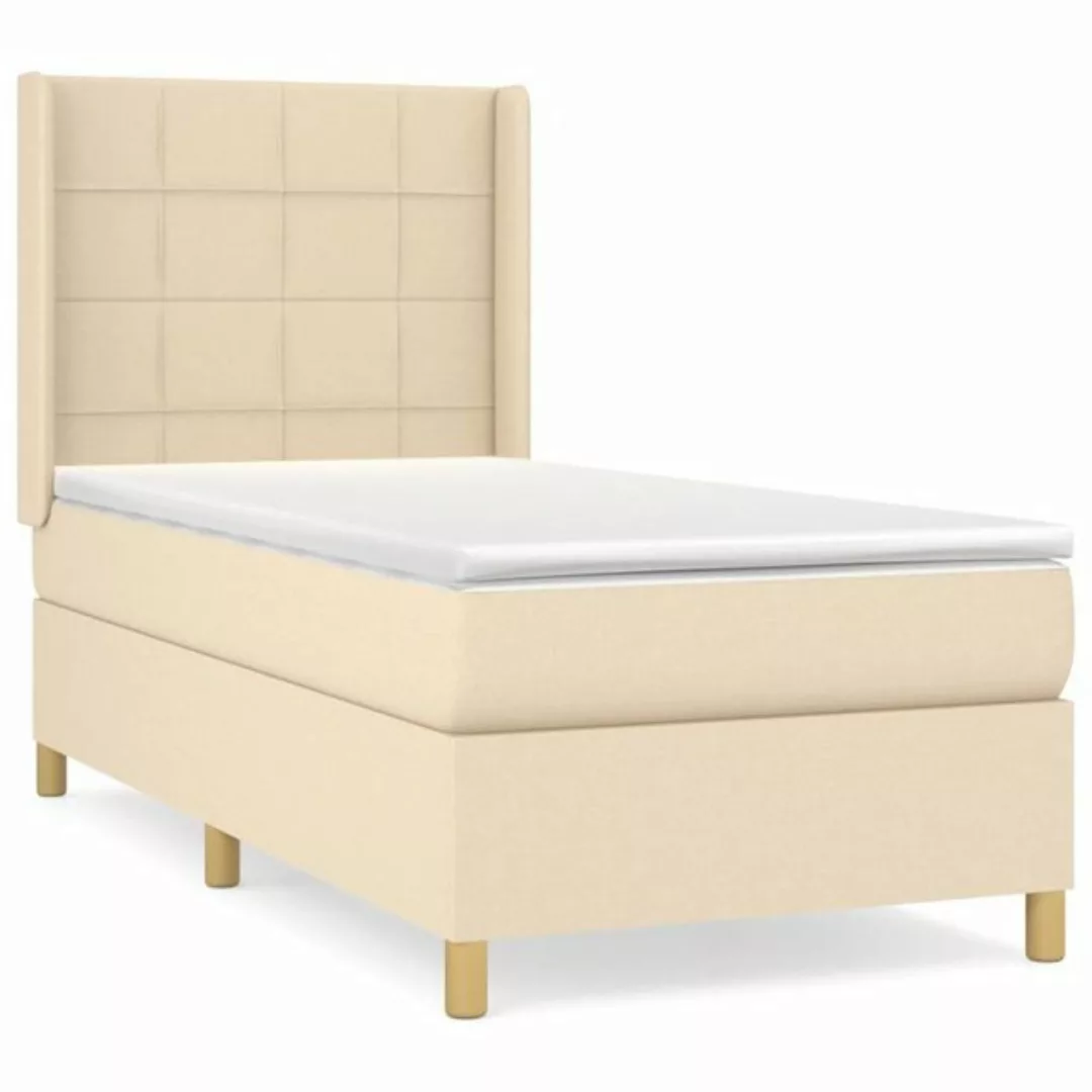 vidaXL Boxspringbett Boxspringbett mit Matratze Creme 80x200 cm Stoff Bett günstig online kaufen