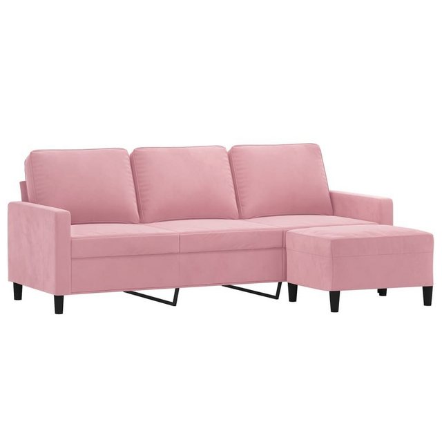 vidaXL Sofa 3-Sitzer-Sofa mit Hocker Rosa 180 cm Samt günstig online kaufen