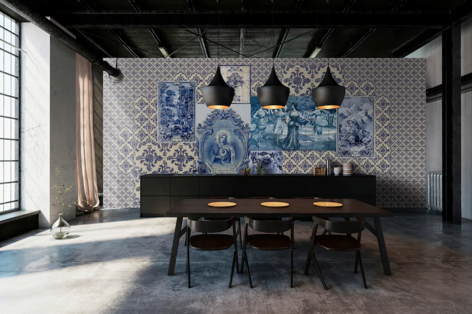 living walls Fototapete »Walls by Patel Azulejos 1«, Vlies, Wand, Schräge günstig online kaufen