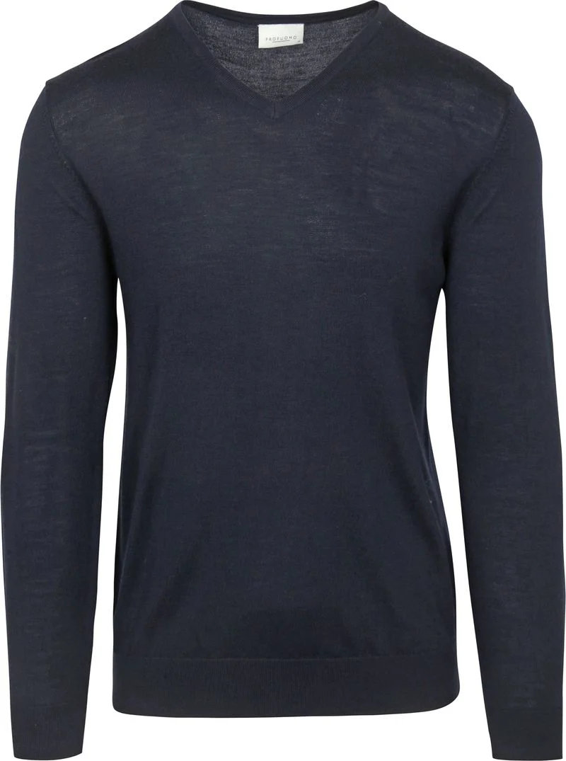 Profuomo Pullover V-Neck Merinowolle Navy - Größe M günstig online kaufen