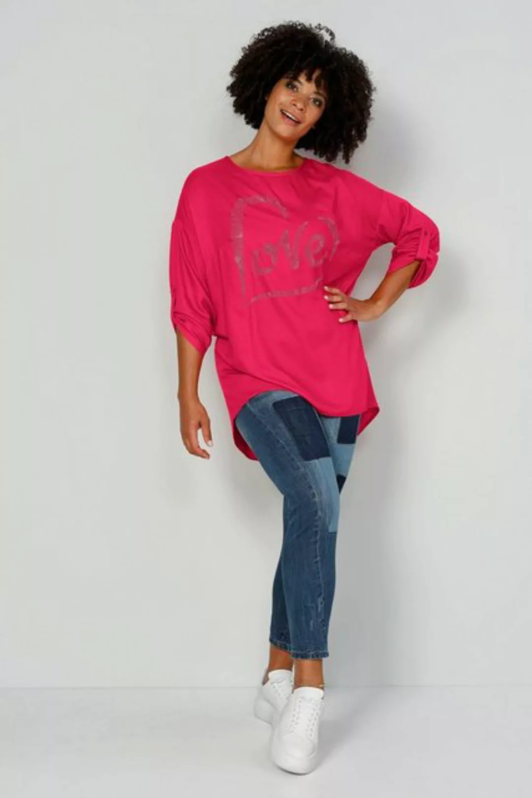 Angel of Style Tunika Longbluse oversized LOVE Rundhals Langarm günstig online kaufen