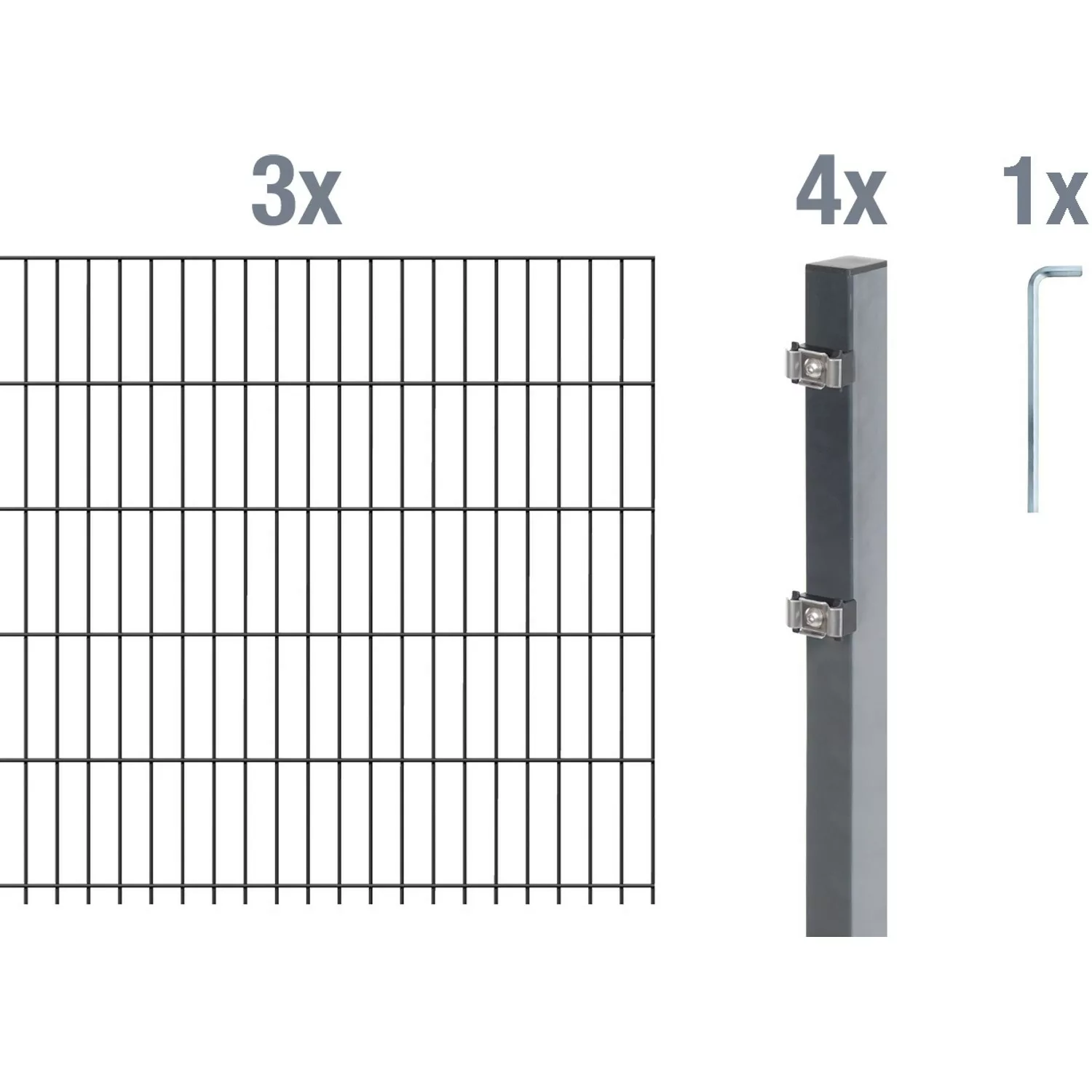 Metallzaun Grund-Set Doppelstabmatte verz. Anthrazit beschichtet 3 x 2 m x günstig online kaufen