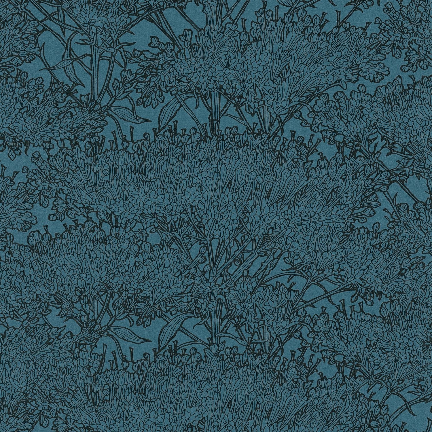 PROFHOME 369726-GU Natur Tapete Floral Matt Blau Schwarz 0,53 m x 10,05 m 5 günstig online kaufen
