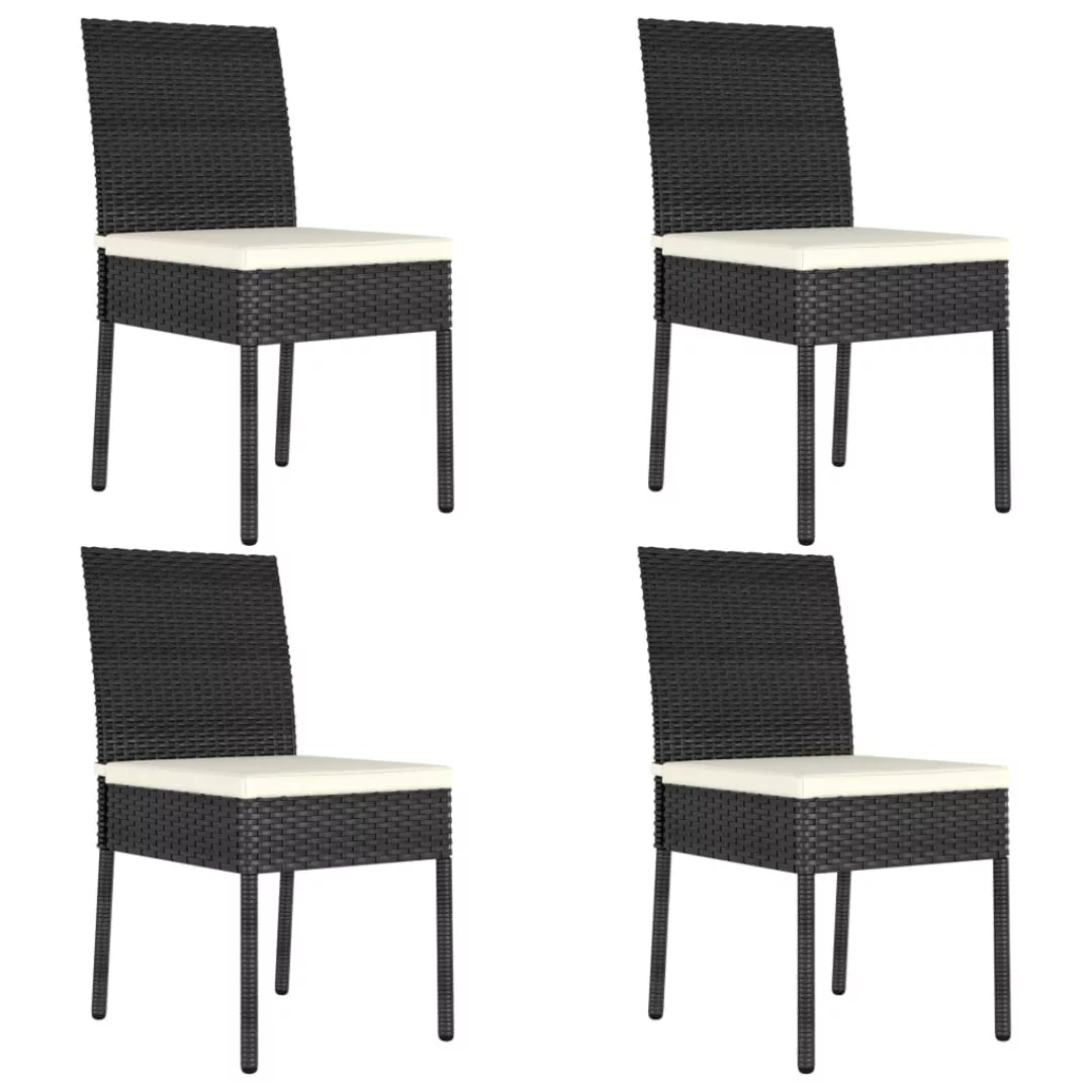 Garten-essstühle 4 Stk. Poly Rattan Schwarz günstig online kaufen