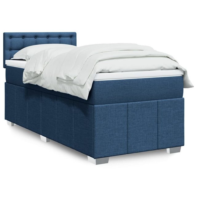 vidaXL Boxspringbett, Boxspringbett mit Matratze Blau 100x200 cm Stoff günstig online kaufen