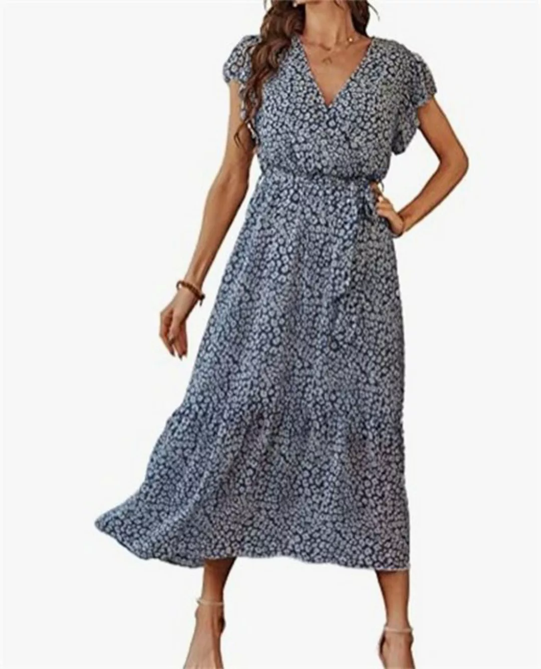 BlauWave A-Linien-Kleid Midikleid Druckkleid sommer, (1-tlg., Chiffonkleid günstig online kaufen