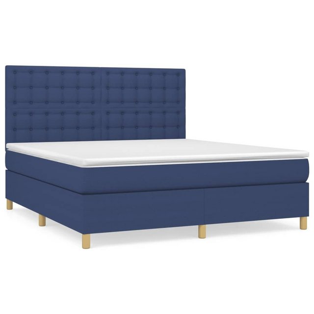 vidaXL Bettgestell Boxspringbett mit Matratze Blau 160x200 cm Stoff Bett Be günstig online kaufen