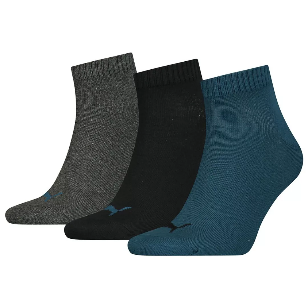 Puma Quarter Plain Socken 3 Paare EU 35-38 Intense Blue / Black / Grey Méla günstig online kaufen