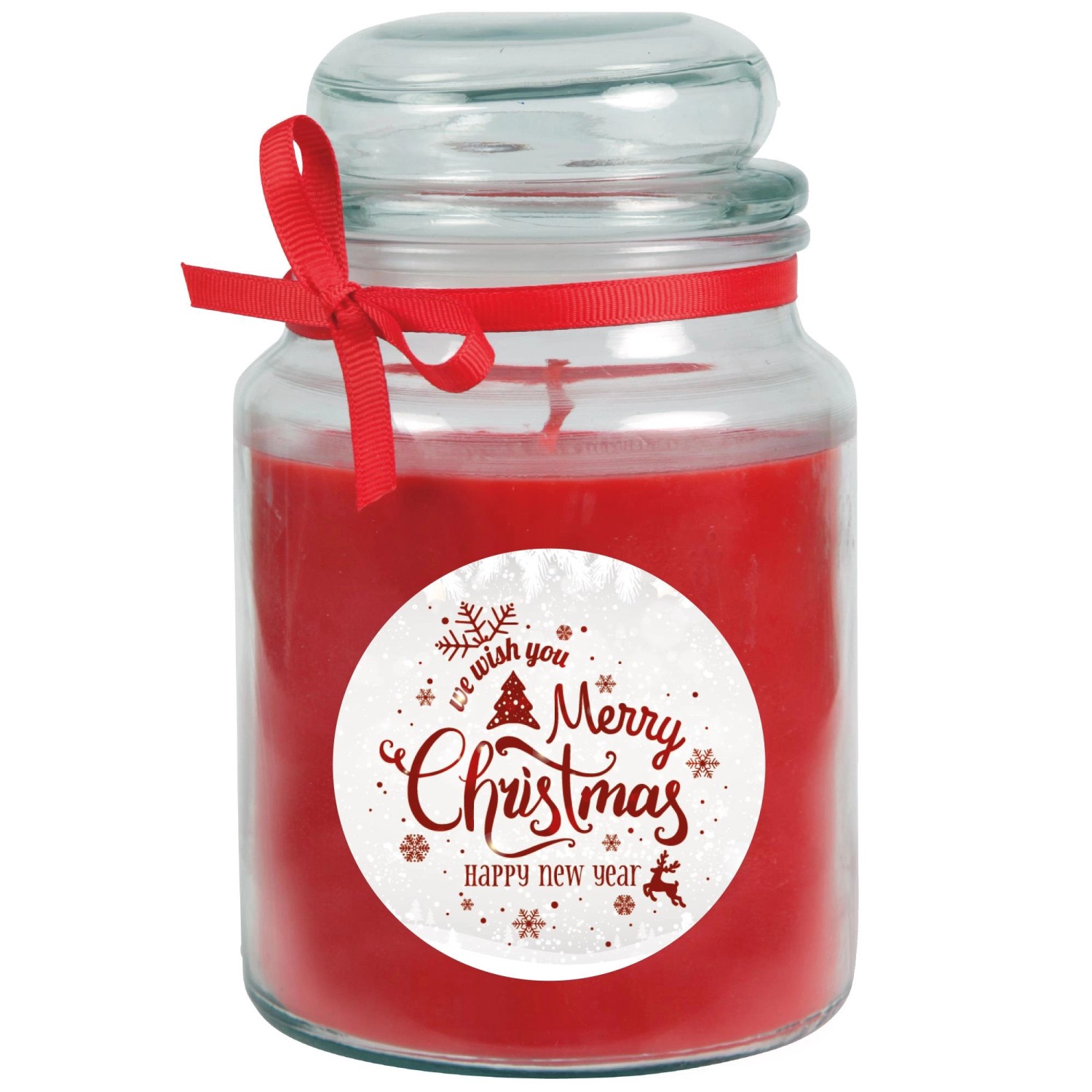 HS Candle Duftkerze & Glas Weihnachten Rot Bonbon 110h günstig online kaufen