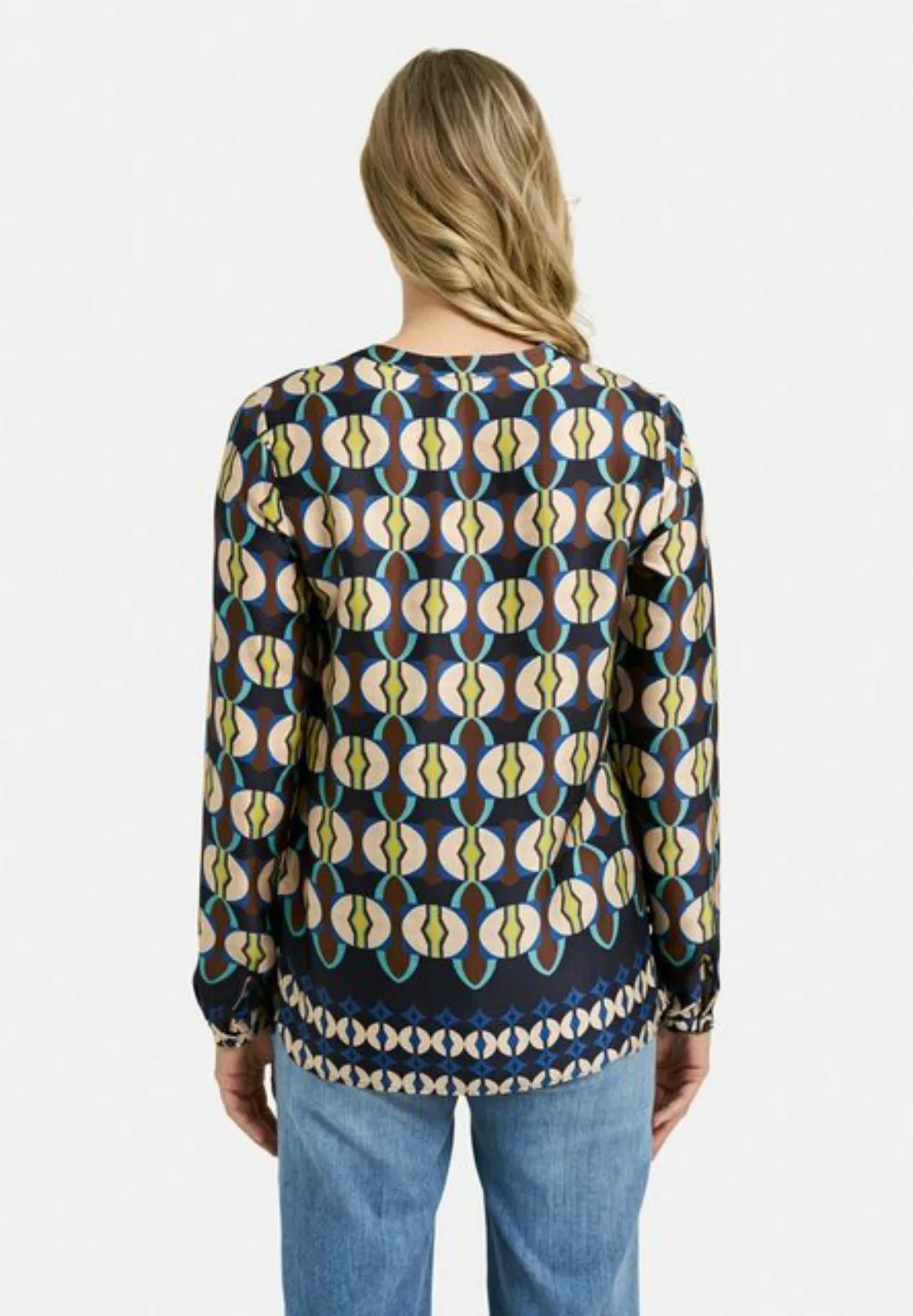 Milano Italy Blusenshirt V-NECK BLOUSE, PLEAT AT CF AND 1/1 günstig online kaufen