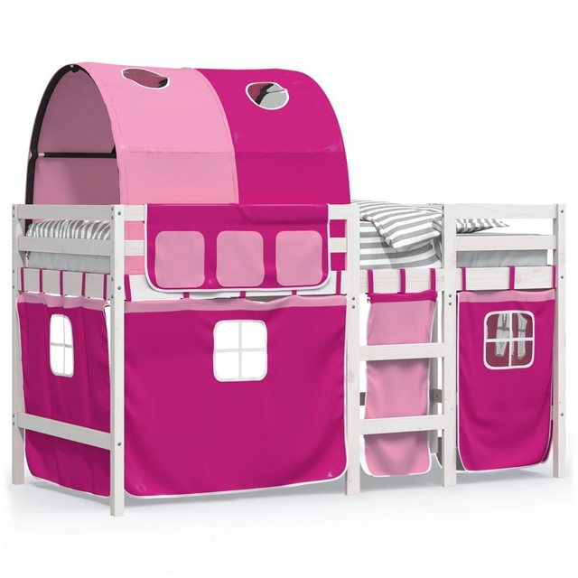 vidaXL Bett Kinderhochbett mit Tunnel Rosa 80x200 cm Massivholz Kiefer günstig online kaufen