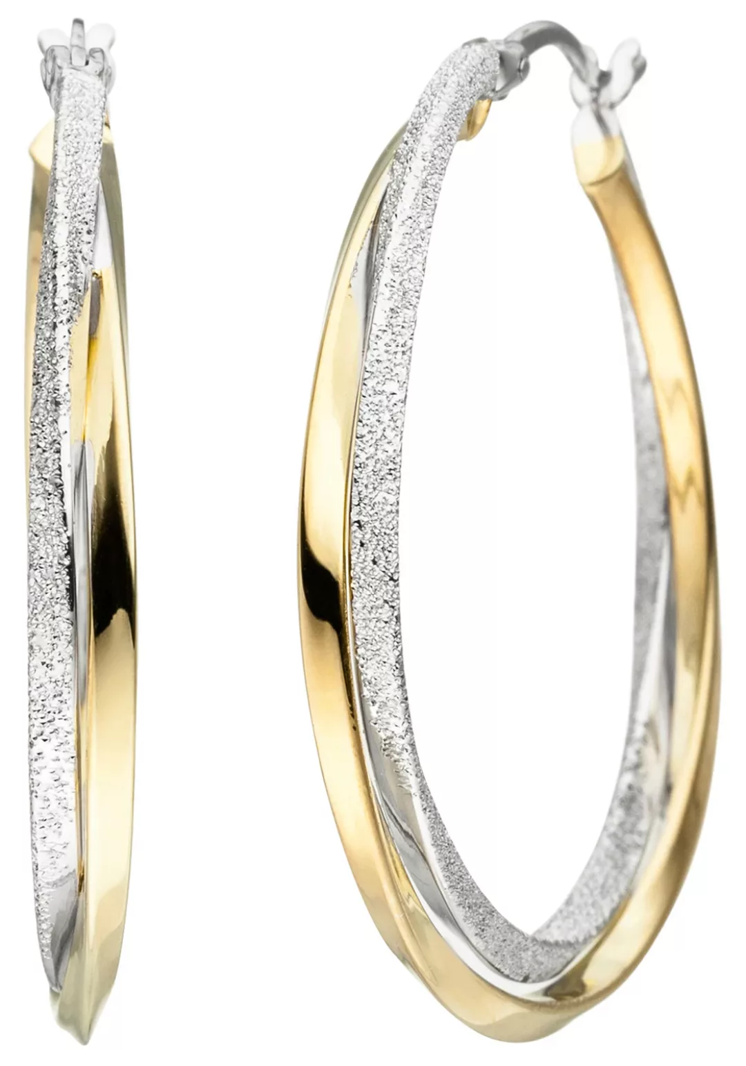 JOBO Paar Creolen, verschlungen 925 Silber bicolor vergoldet günstig online kaufen