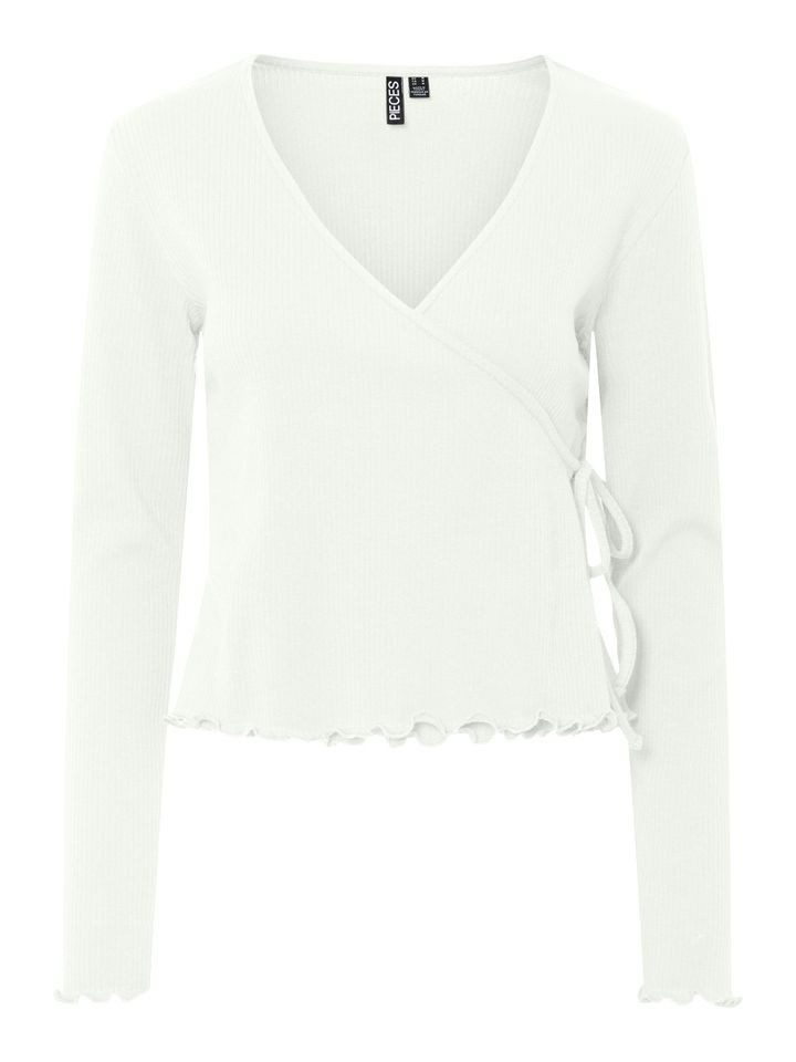 pieces Langarmshirt - Damen Wickelshirt Baumwolle günstig online kaufen