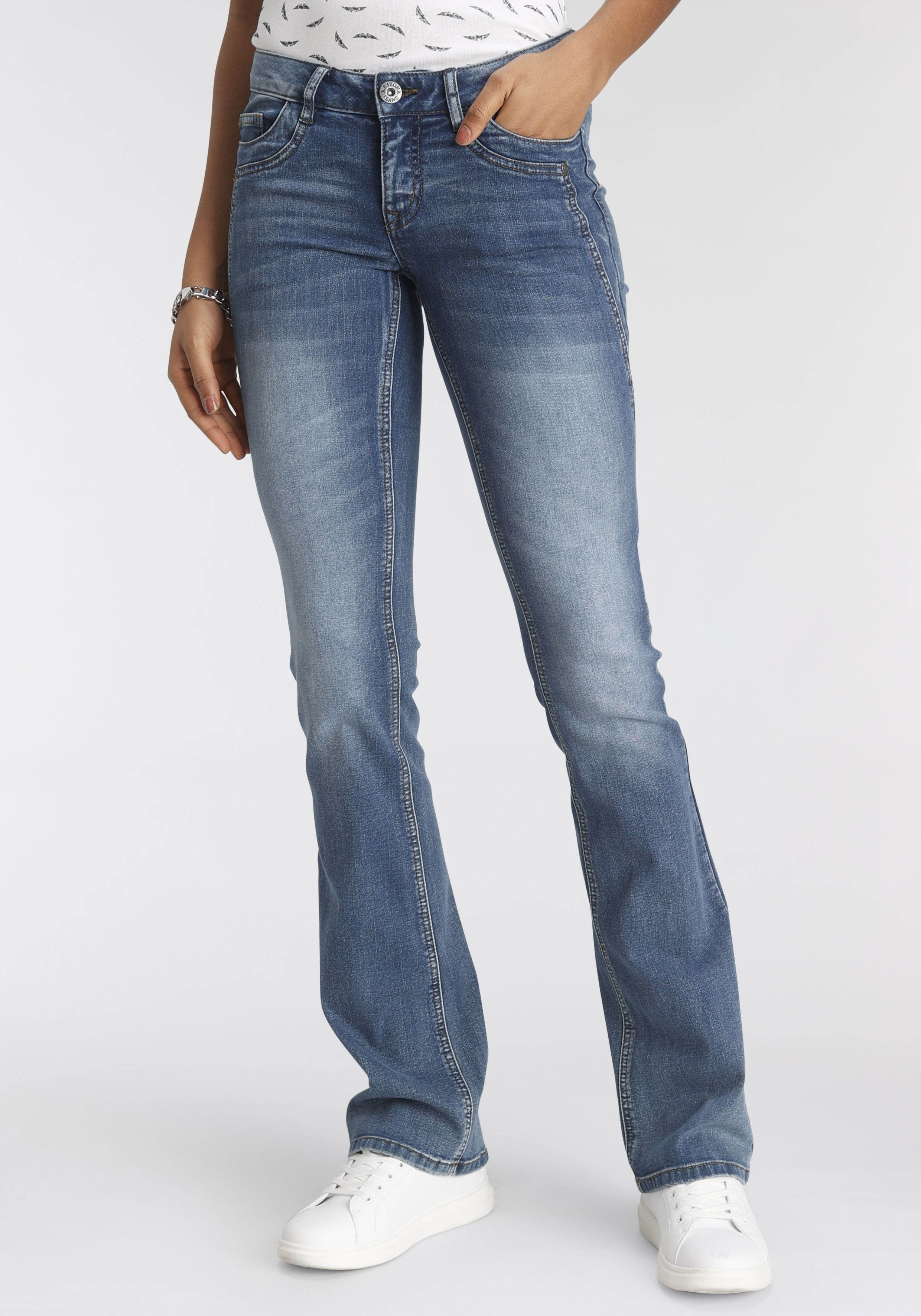 Arizona Bootcut-Jeans mit Keileinsätzen Low Waist günstig online kaufen