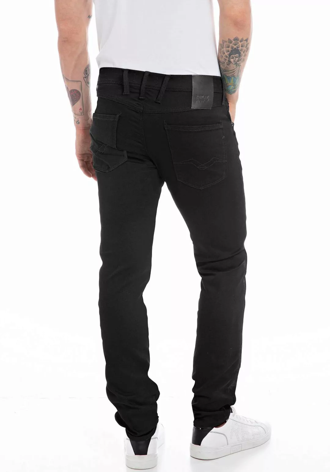 Replay Herren Hyperflex Jeans ANBASS - Slim Fit - Schwarz - Black Denim günstig online kaufen